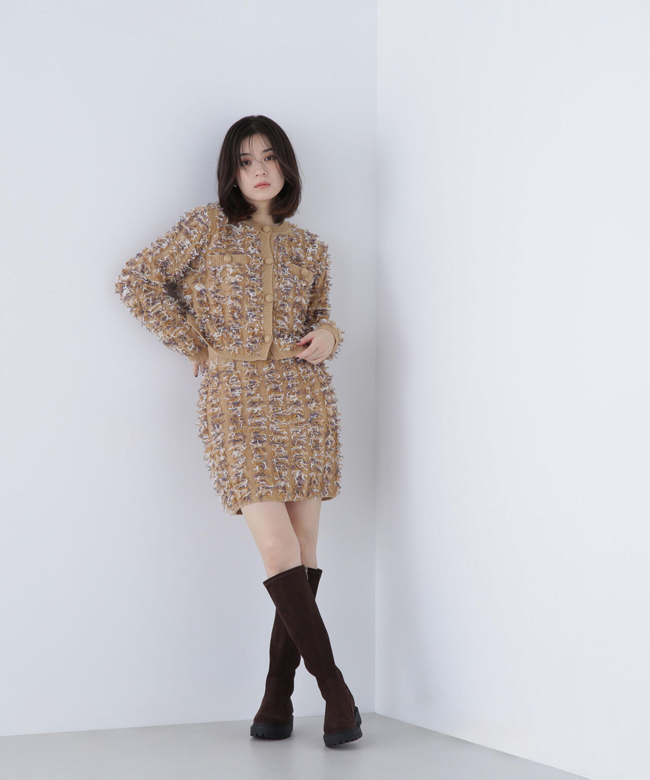 フリンジニット SETUP ツイードジャケット | NATURAL BEAUTY BASIC