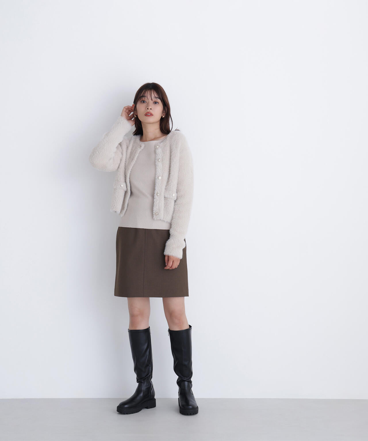 ◇【sweet掲載】【ちょうど、いい服】“ふわ＆リブ”アンサンブルニット sweet掲載】【ちょうど、いい服】“ふわ＆リブ”アンサンブルニット