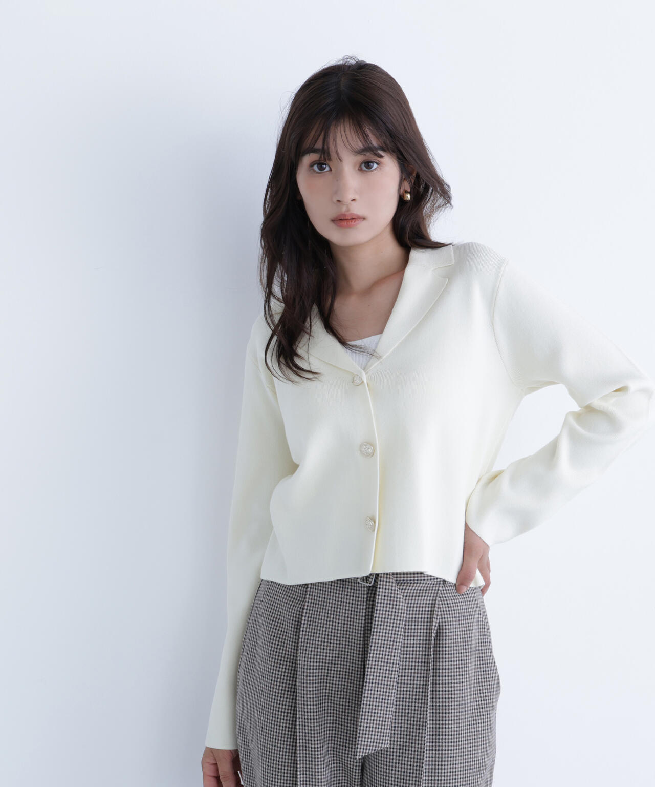 襟付きメタルボタンニットジャケット | NATURAL BEAUTY BASIC