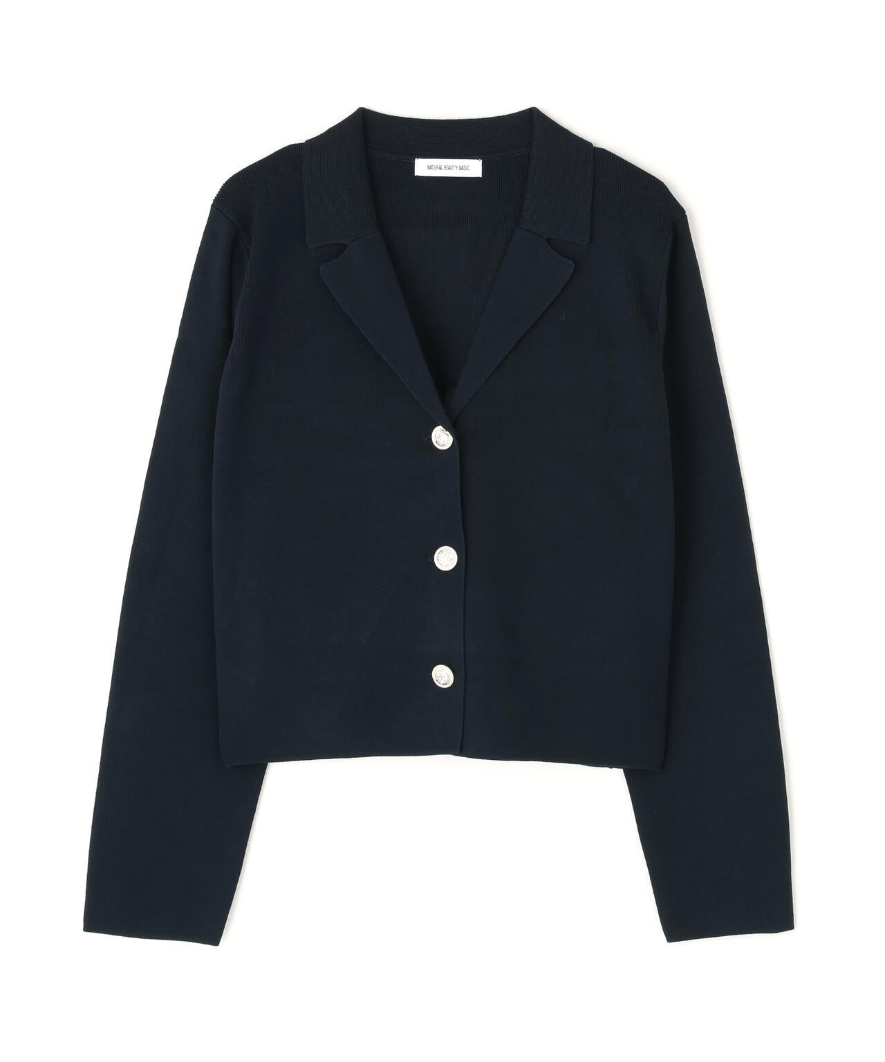 襟付きメタルボタンニットジャケット