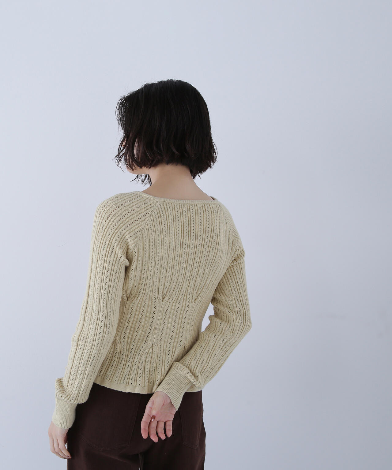 柄編みペプラムニットカーディガン | NATURAL BEAUTY BASIC