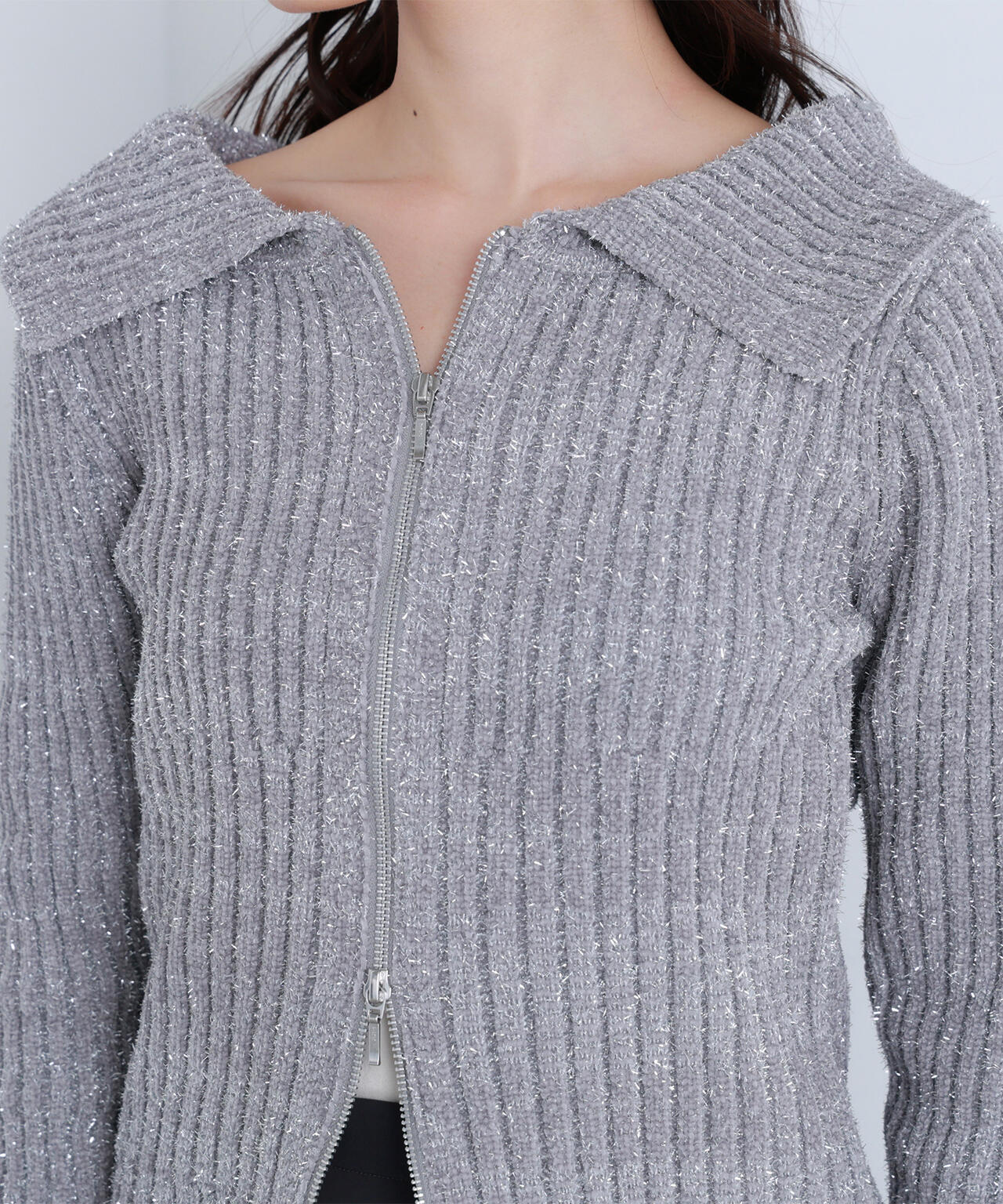 ラメシャギージップニット | NATURAL BEAUTY BASIC（ナチュラル