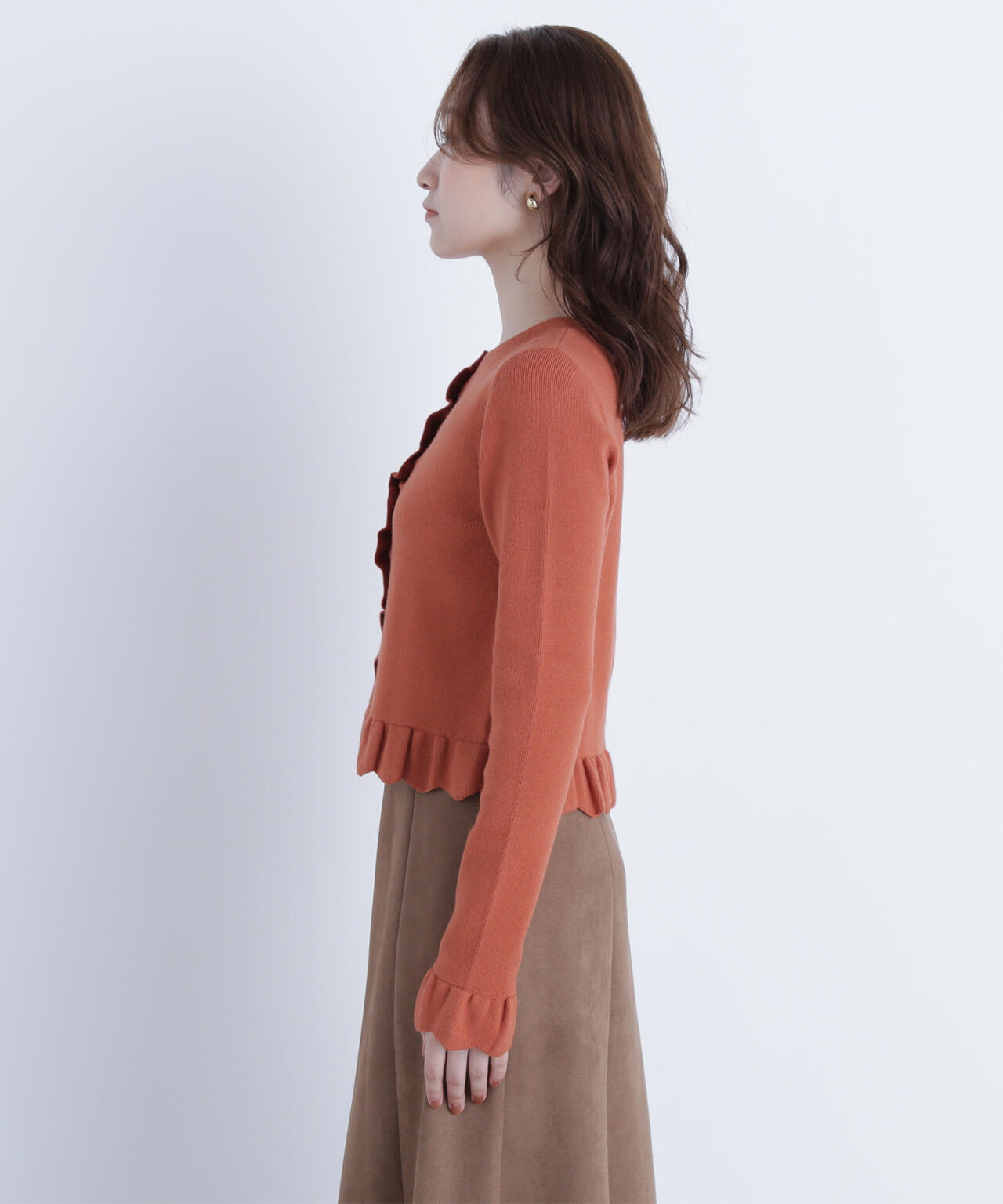 メタルボタンフリルカーディガン