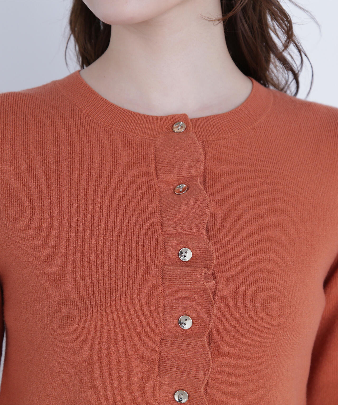 メタルボタンフリルカーディガン