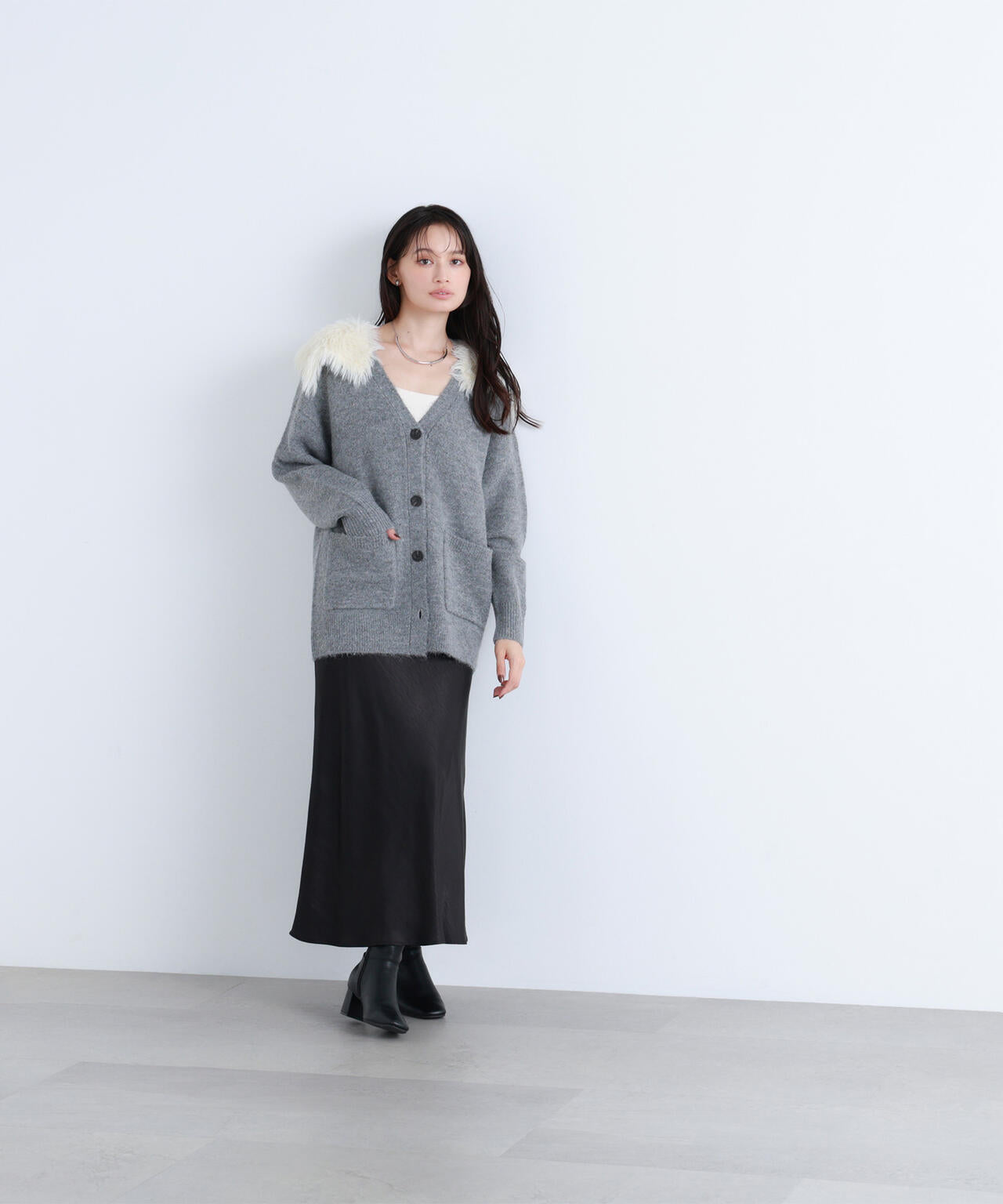 美品✨フォクシー ラグビーカーディガン ノーカラー　羽織り バイカラー ゆったり 美品✨フォクシー ラグビーカーディガン ノーカラー 羽織り バイカラー