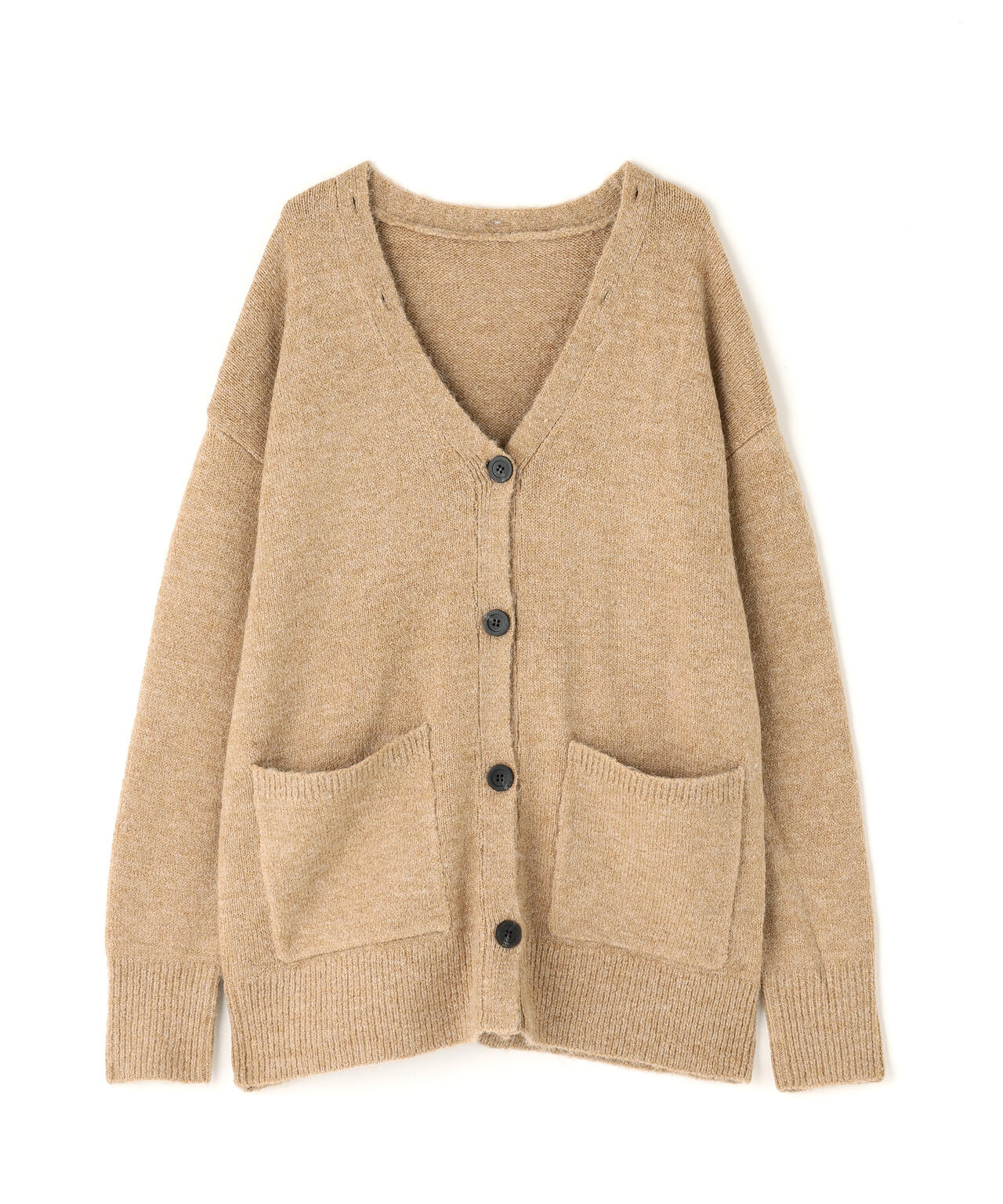 【BLANC】フェイクファー付ボクシーカーディガン