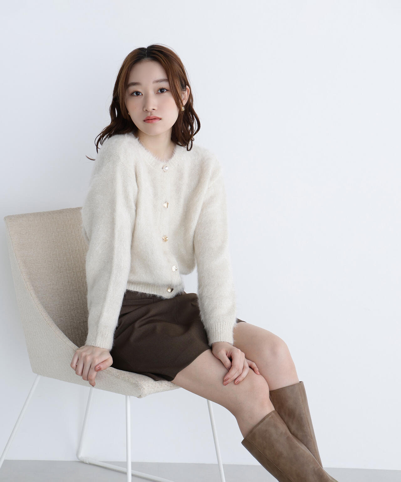 白宮みずほさんコラボカラー：ピンク】デザインボタンラメシャギー