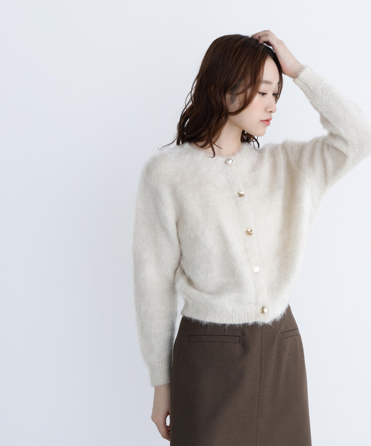 白宮みずほさんコラボカラー：ピンク】デザインボタンラメシャギー