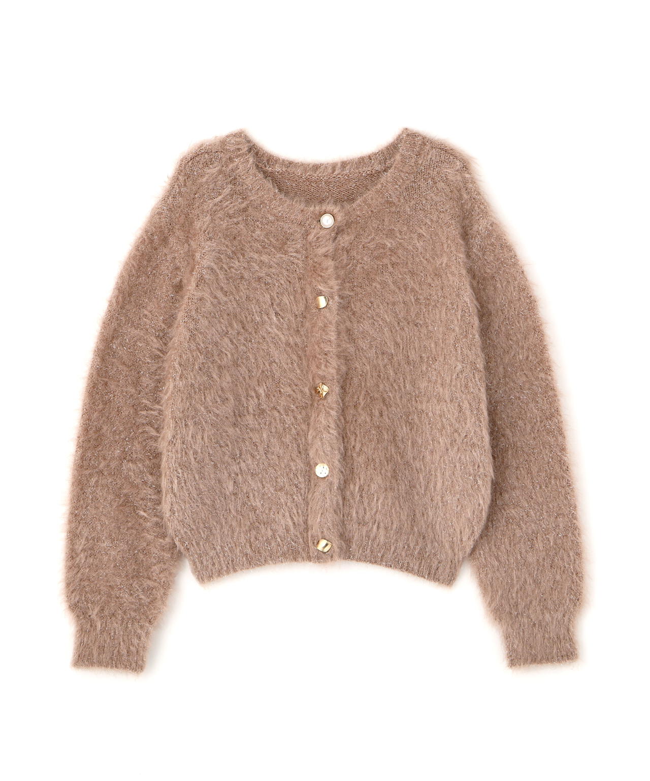 JUNYA WATANABE 2022AW シャギーカーディガン 白宮みずほさんコラボカラー：ピンク】デザインボタンラメシャギー