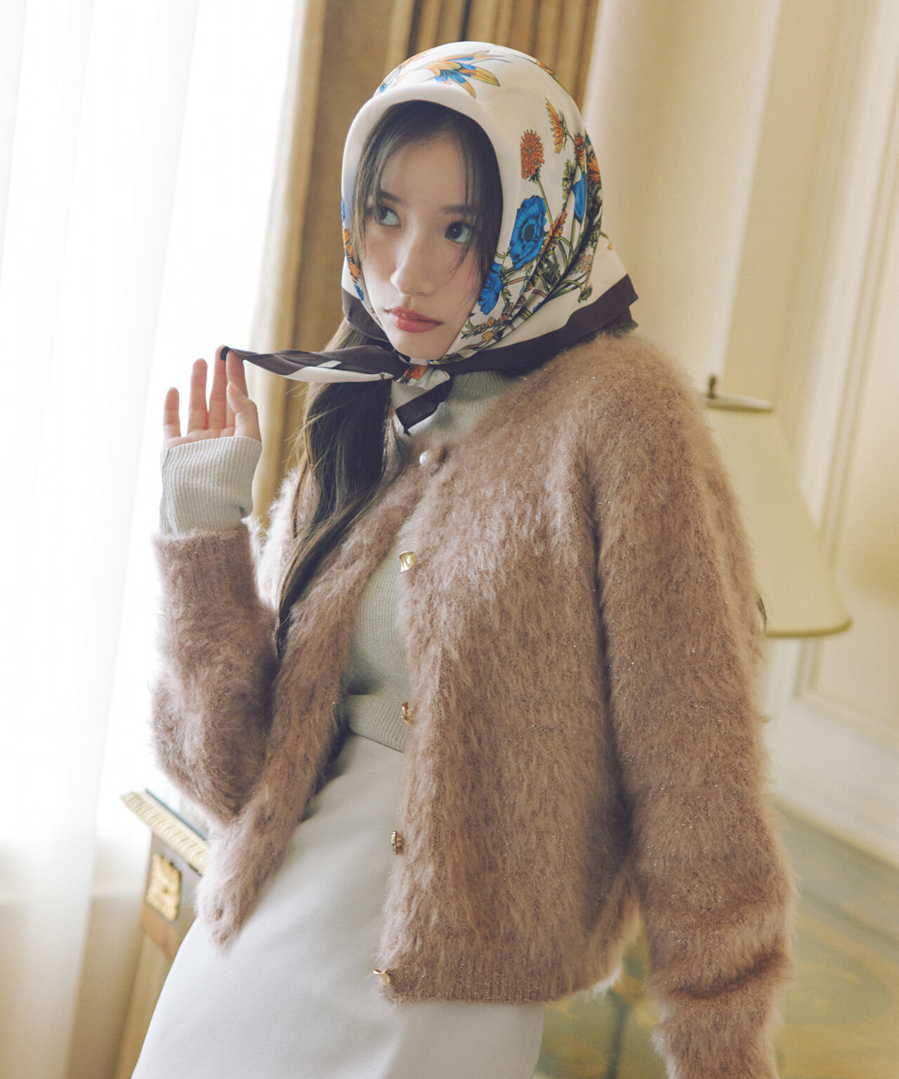 白宮みずほさんコラボカラー：ピンク】デザインボタンラメシャギー