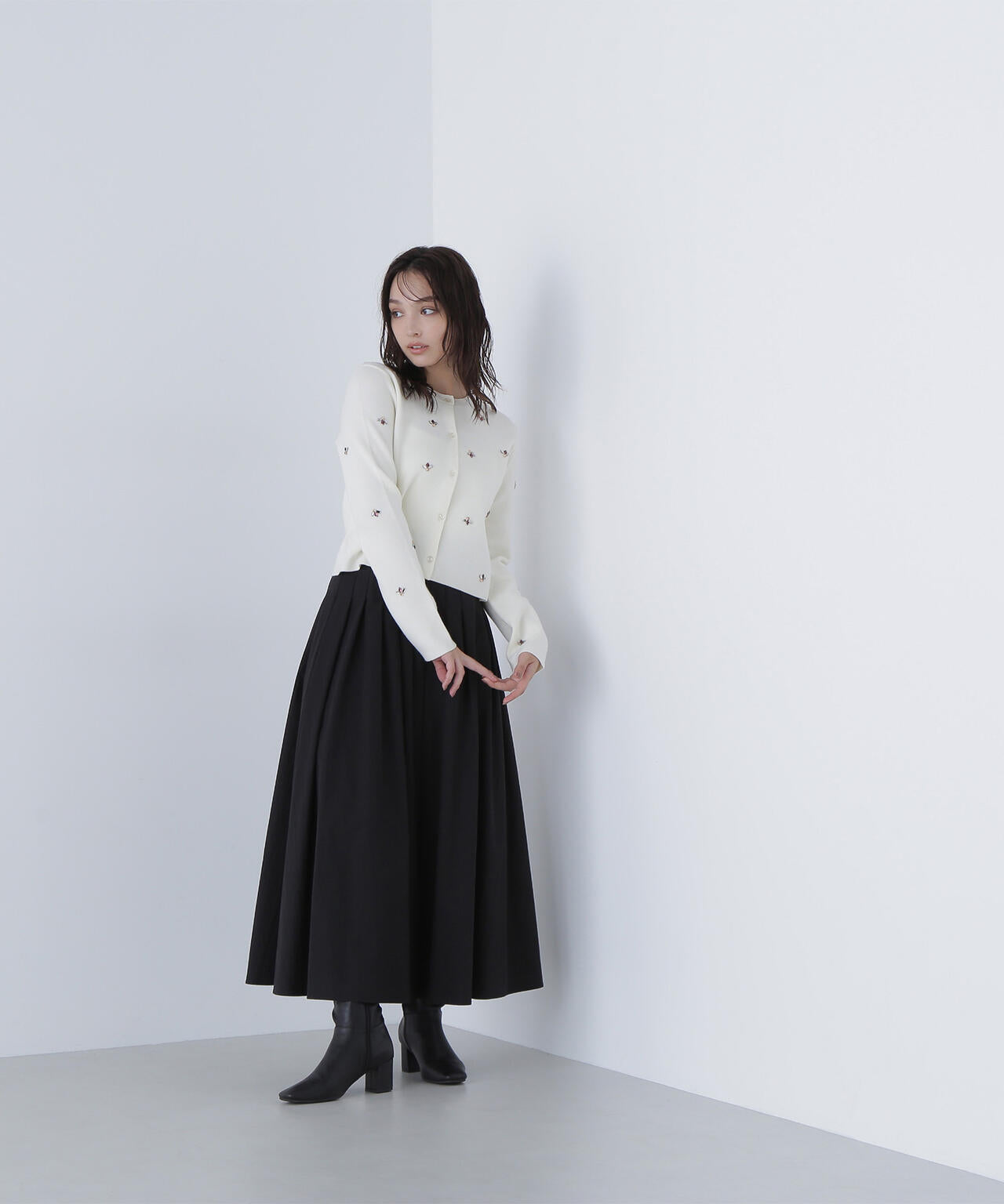 ビジューニットジャケット USAGI ONLINE限定カラー】ビジューニットジャケット（ノーカラー