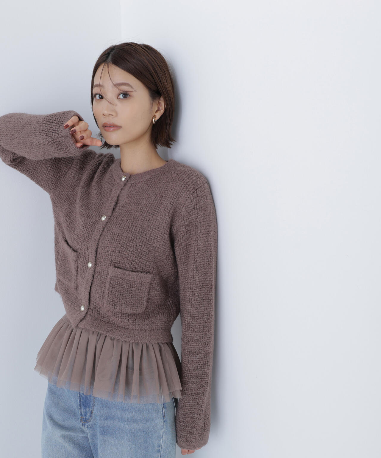 ナチュラルビューティーベーシック（NATURAL BEAUTY BASIC）/チュールペプラムニットアンサンブル チュールペプラムニットアンサンブル | NATURAL BEAUTY BASIC