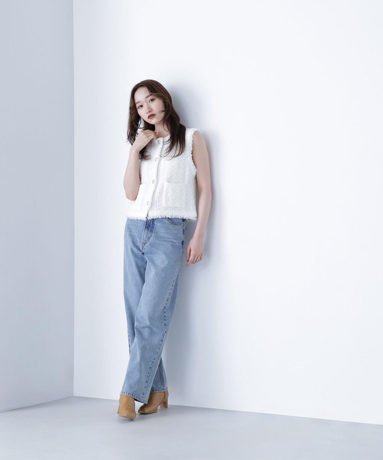 ツイーディーニットジレ