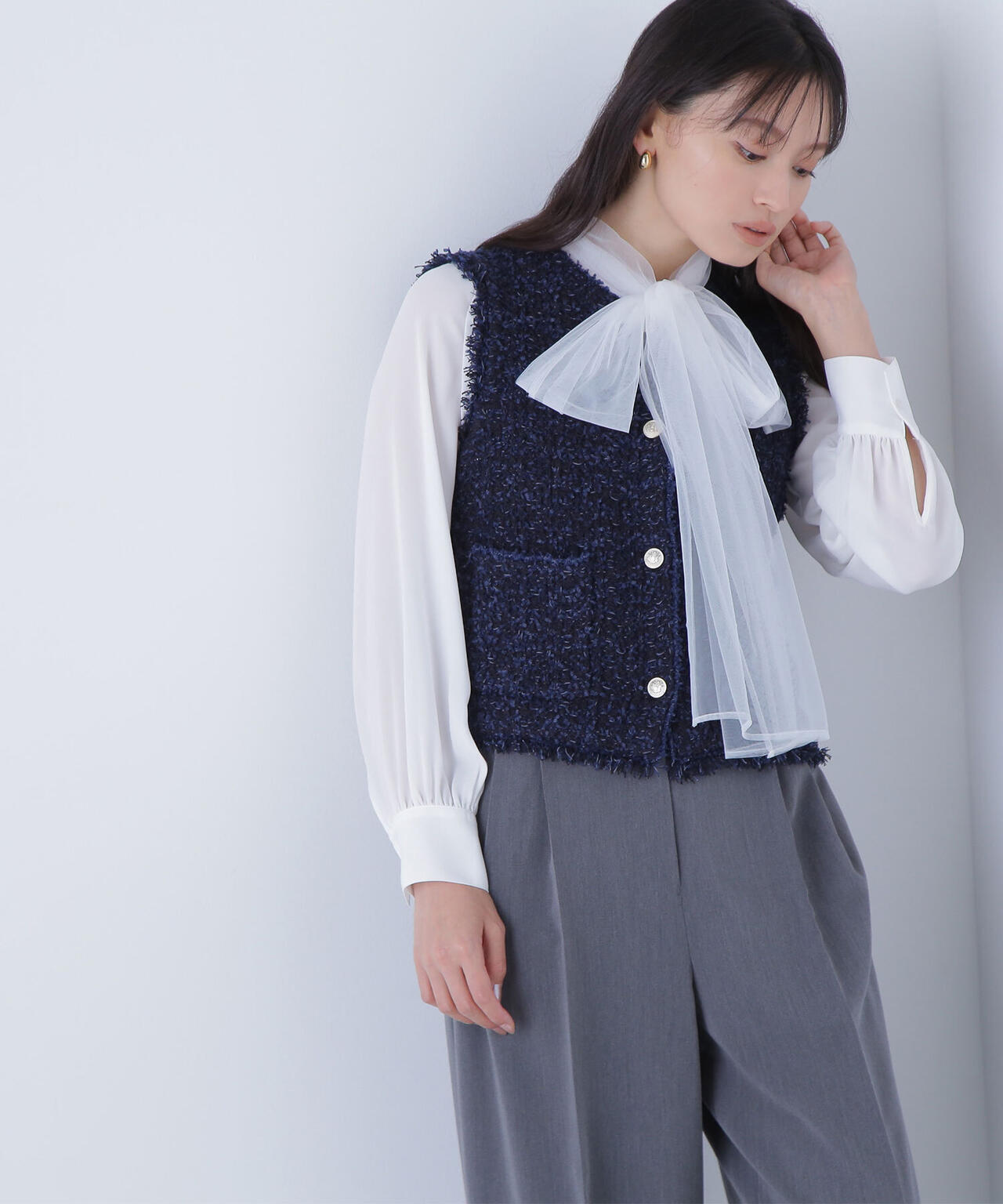 ツイーディーニットジレ