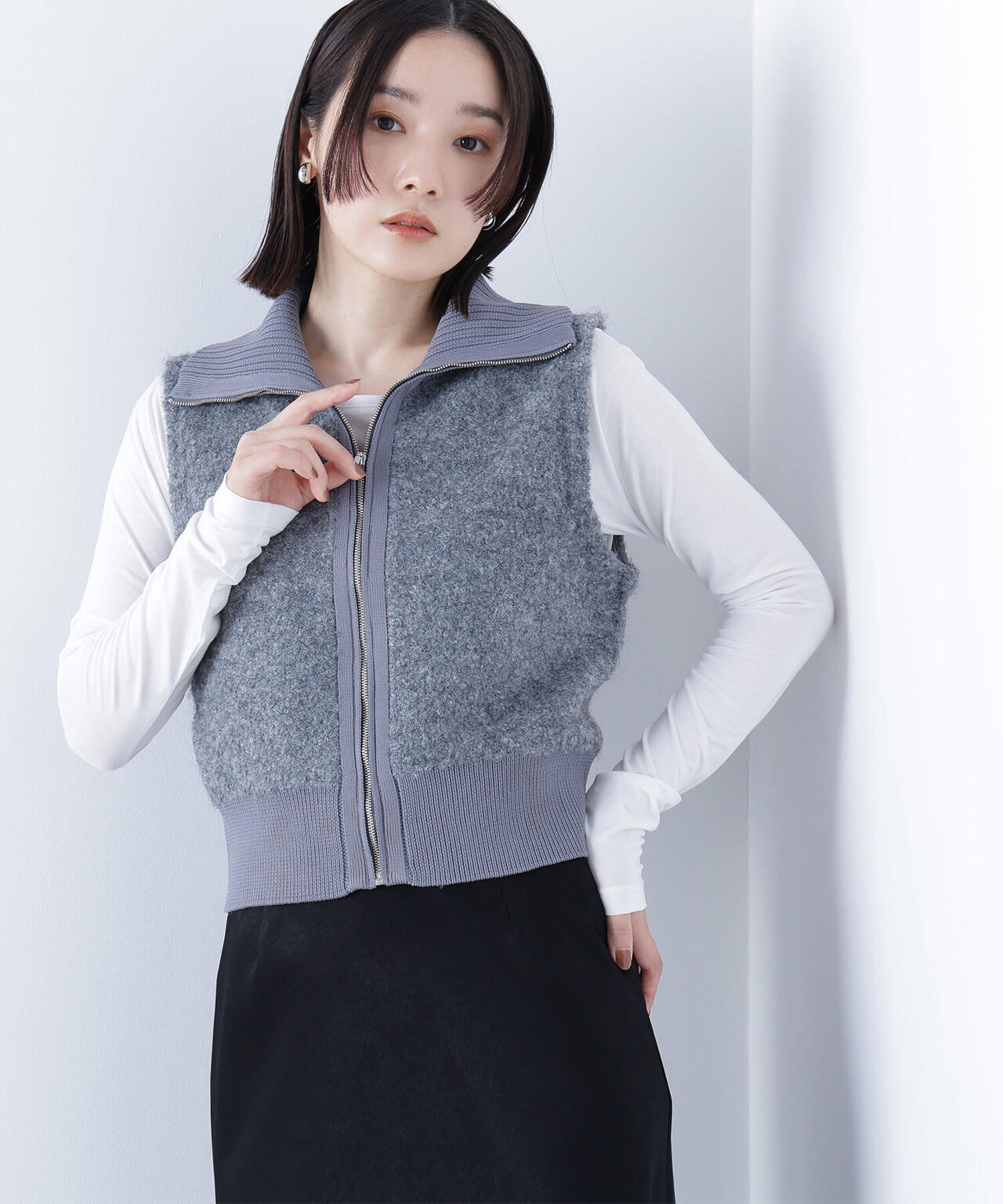 ブークレジップニットベスト