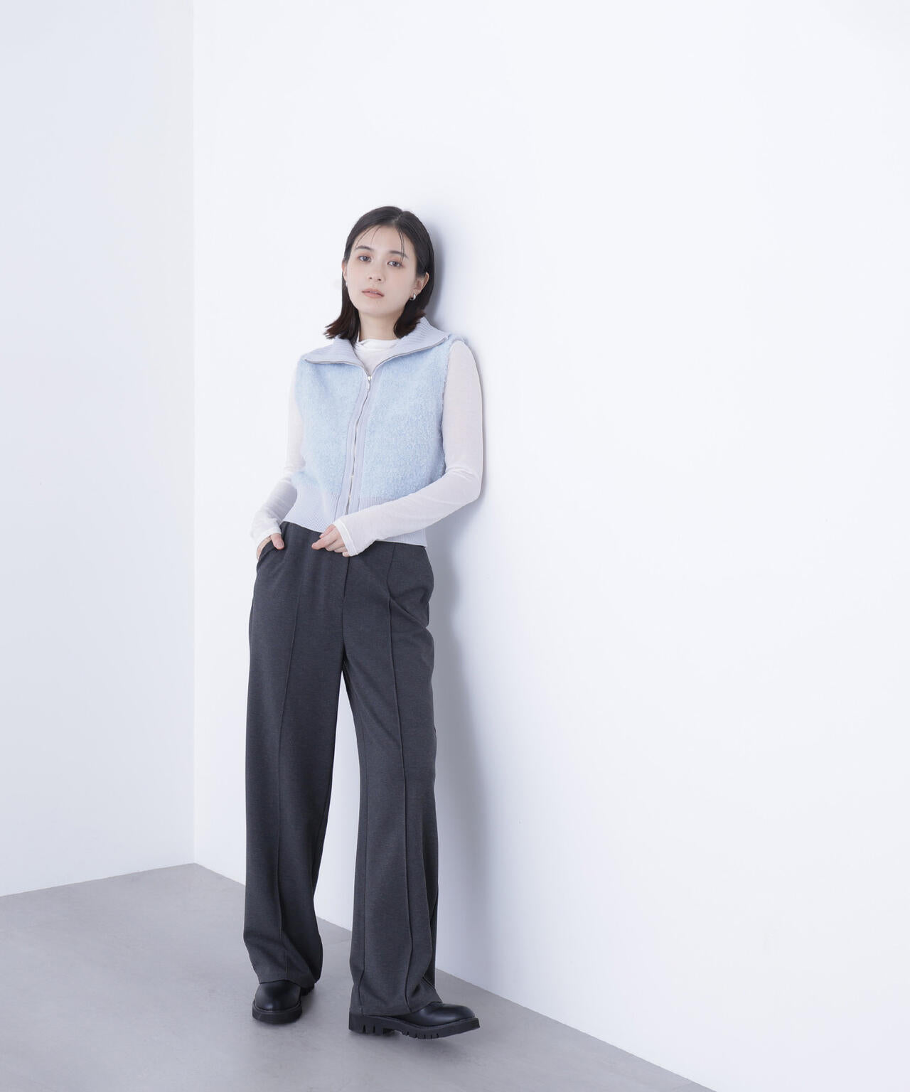 ナチュラルビューティーベーシック（NATURAL BEAUTY BASIC）/フーディーベスト＆リブニット ブークレジップニットベスト | NATURAL BEAUTY BASIC（ナチュラル