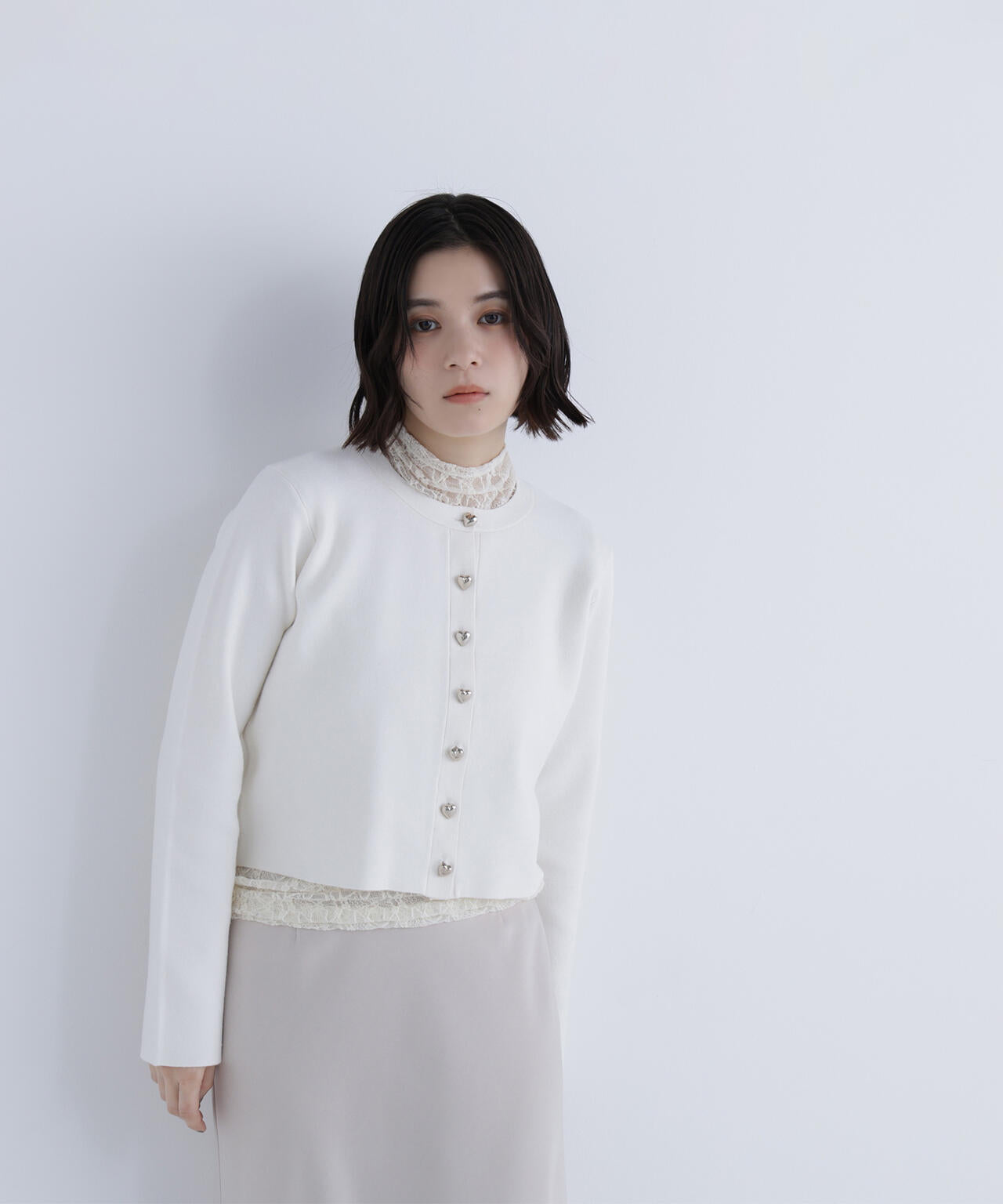 ハートボタンニットジャケット