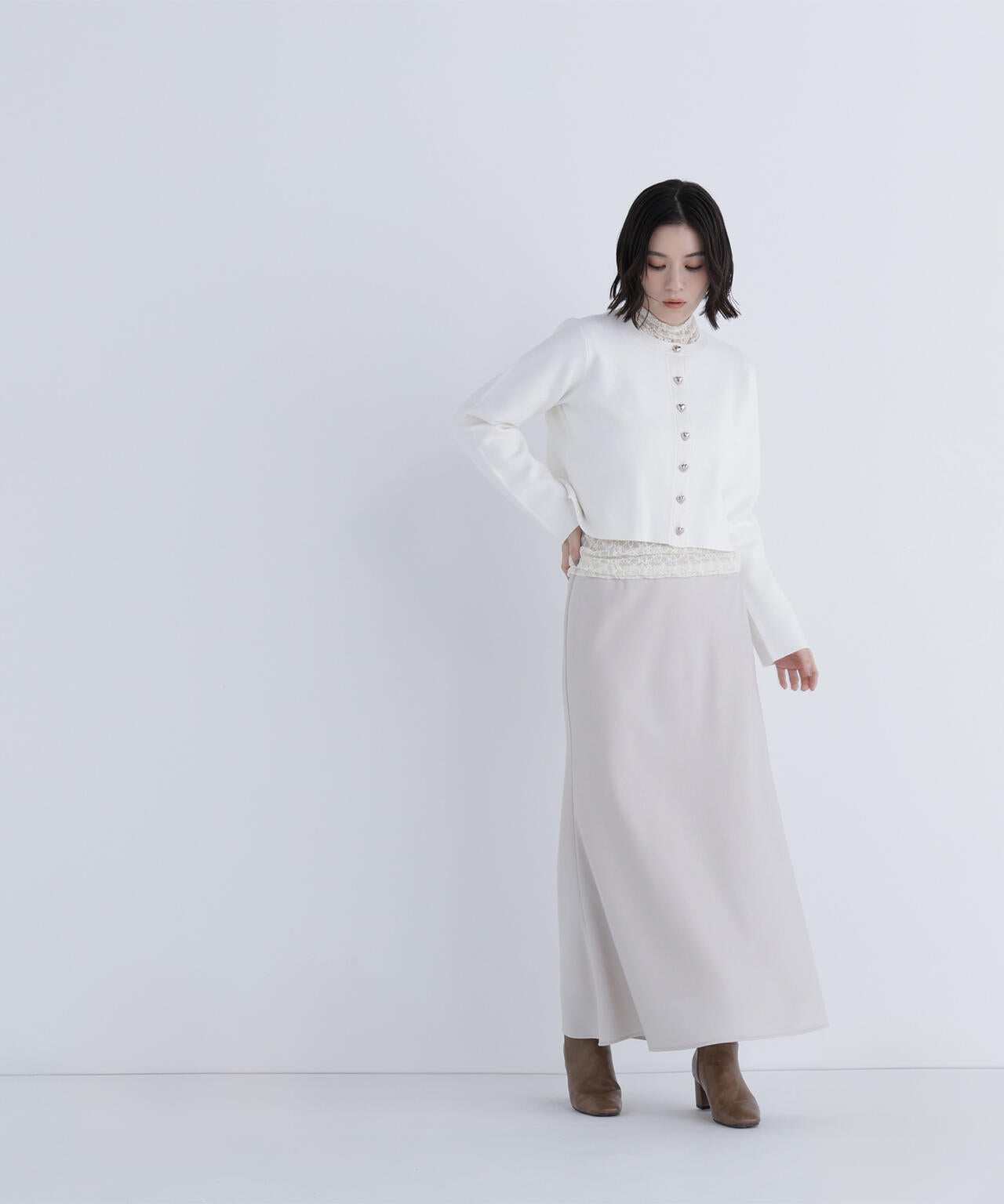 ハートボタンニットジャケット