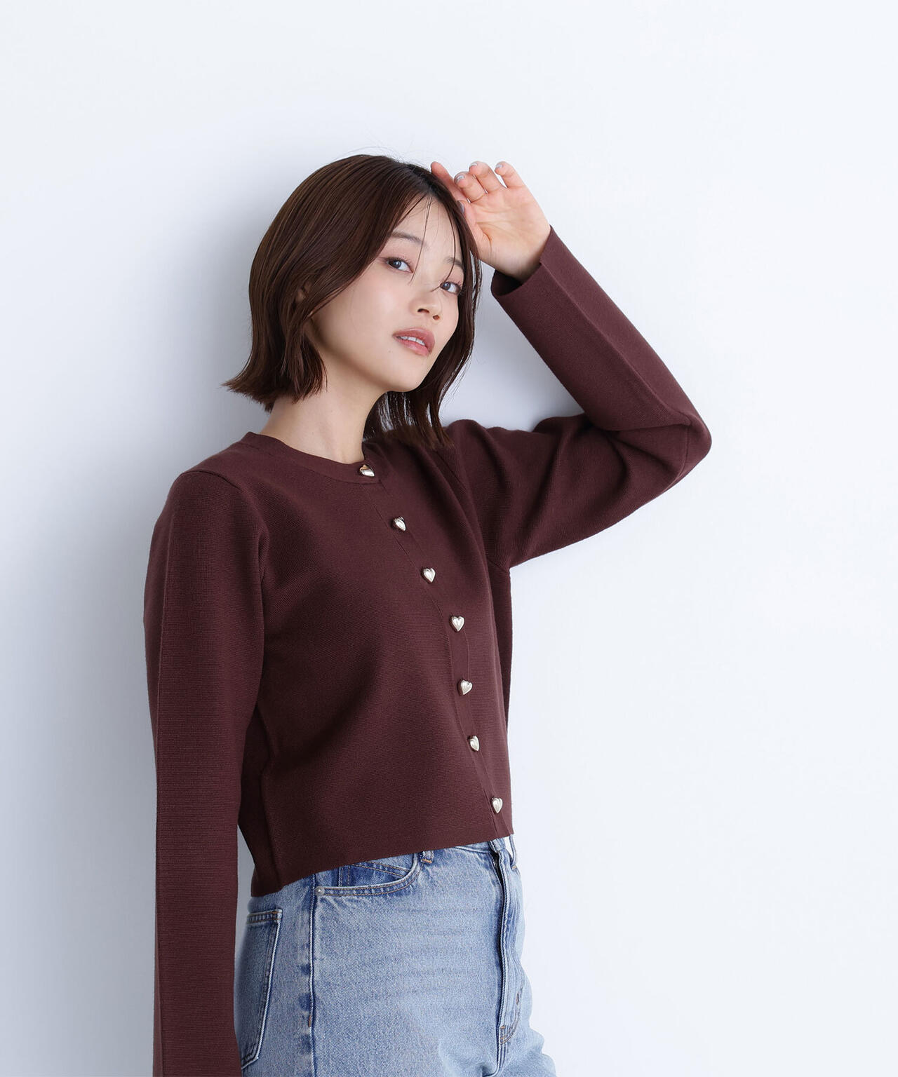 ハートボタンニットジャケット