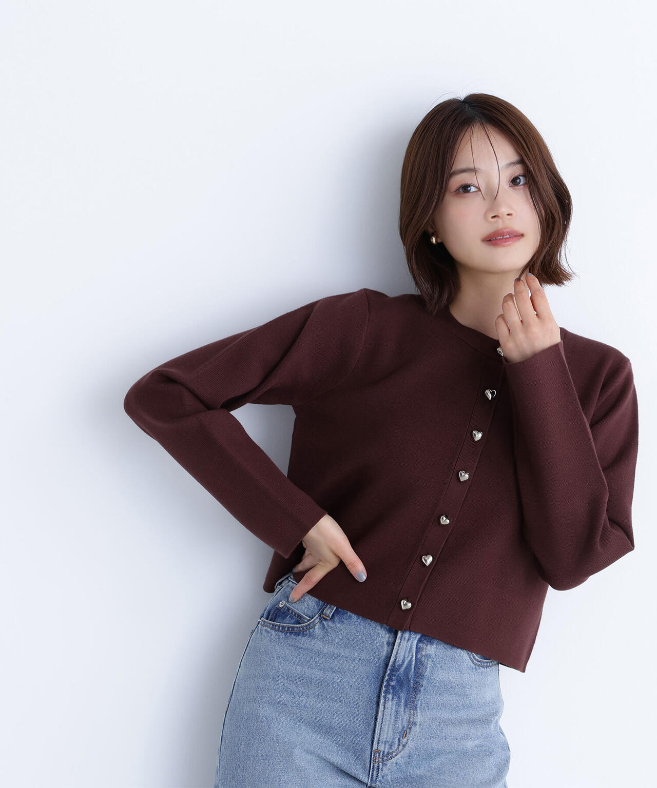 ハートボタンニットジャケット