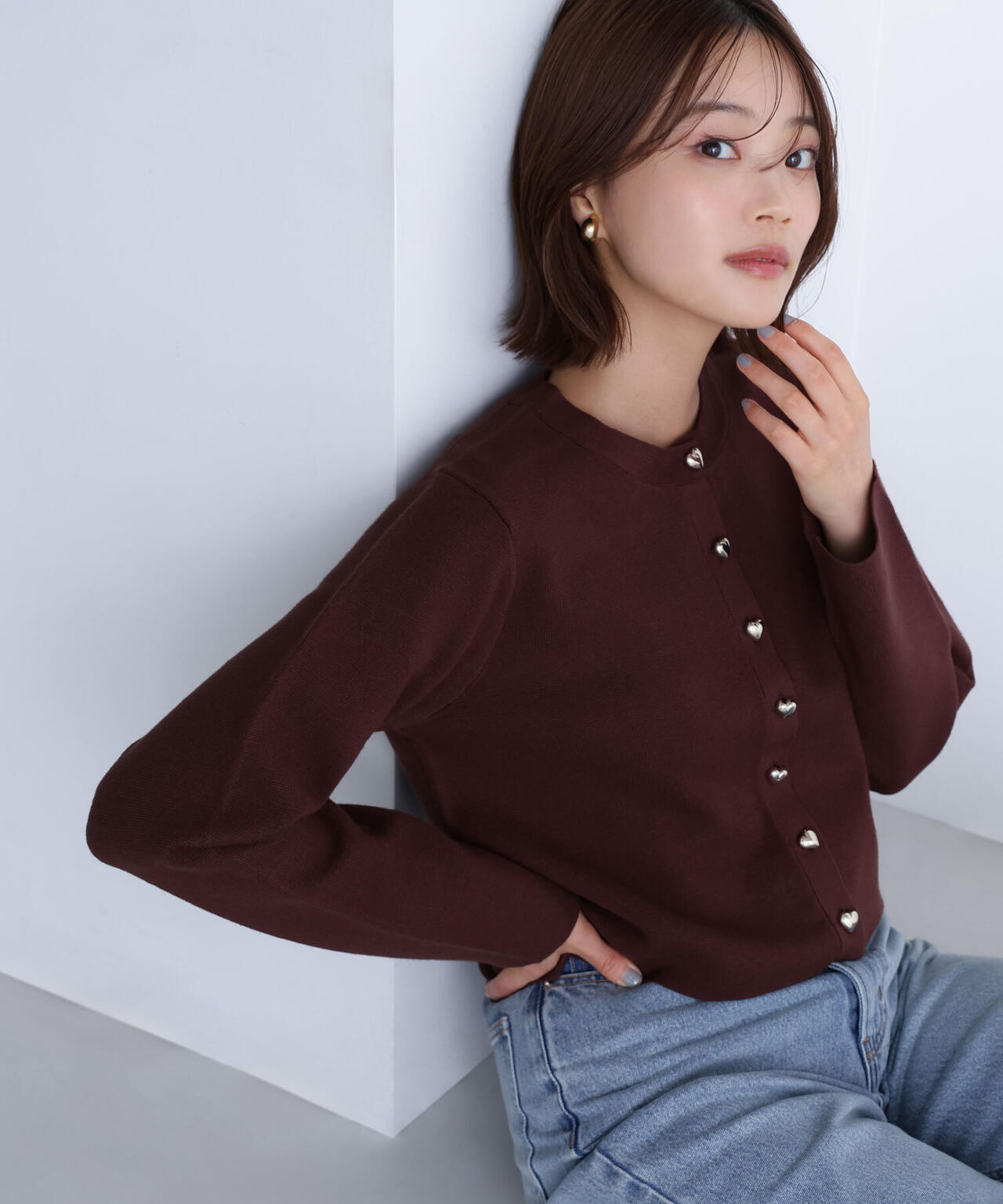 ハートボタンニットジャケット