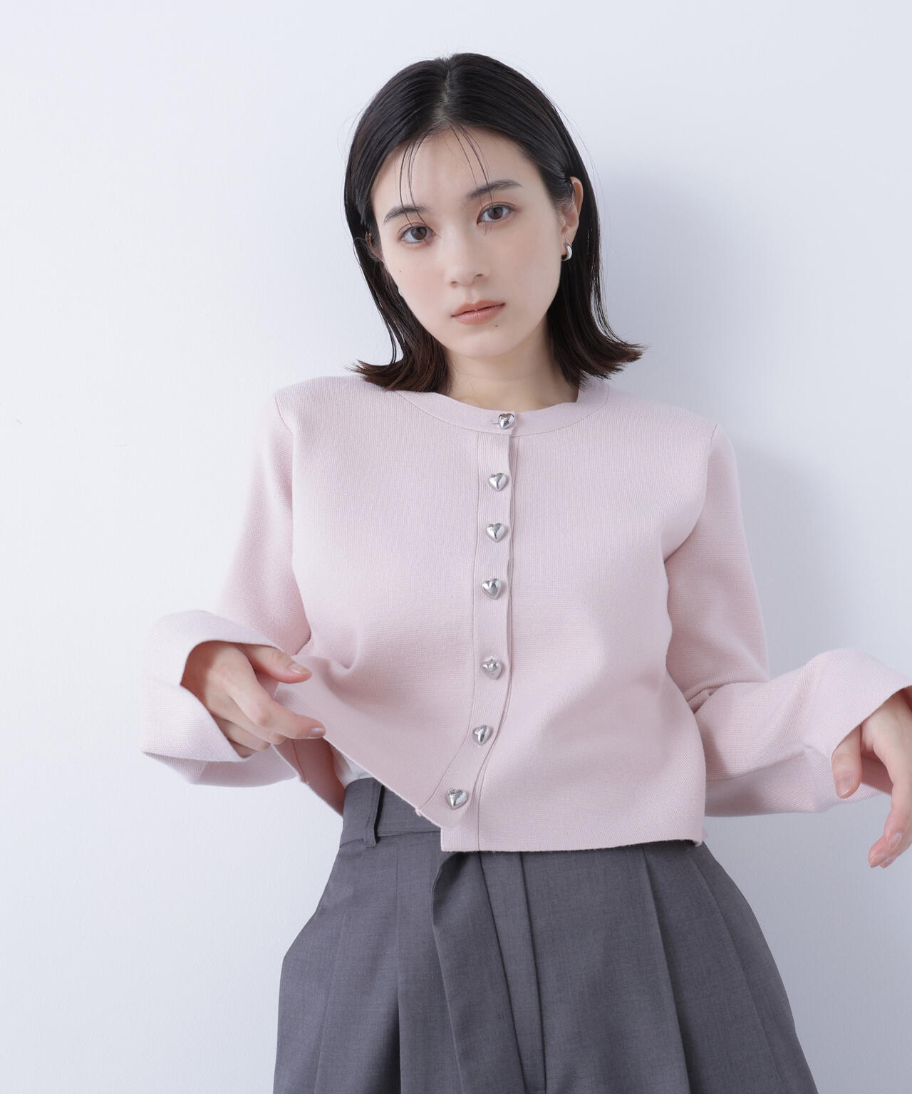 ハートボタンニットジャケット