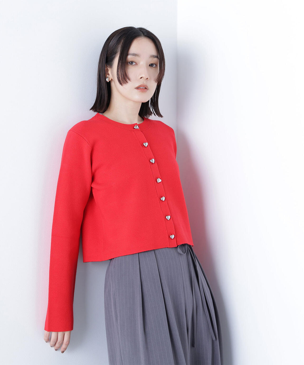 ハートボタンニットジャケット