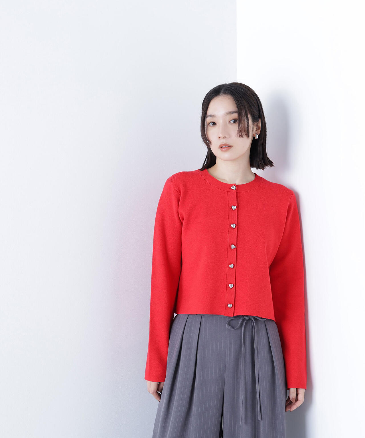 ハートボタンニットジャケット