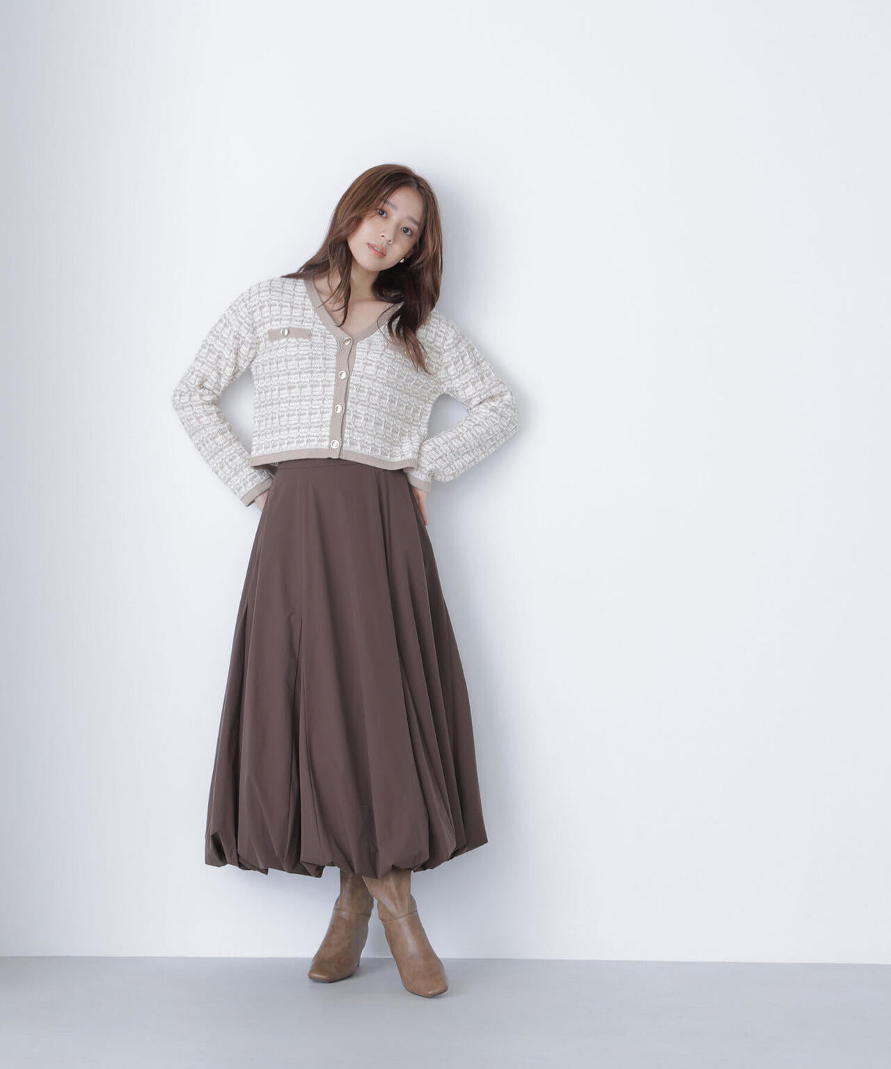 ツイードVネックカーディガン