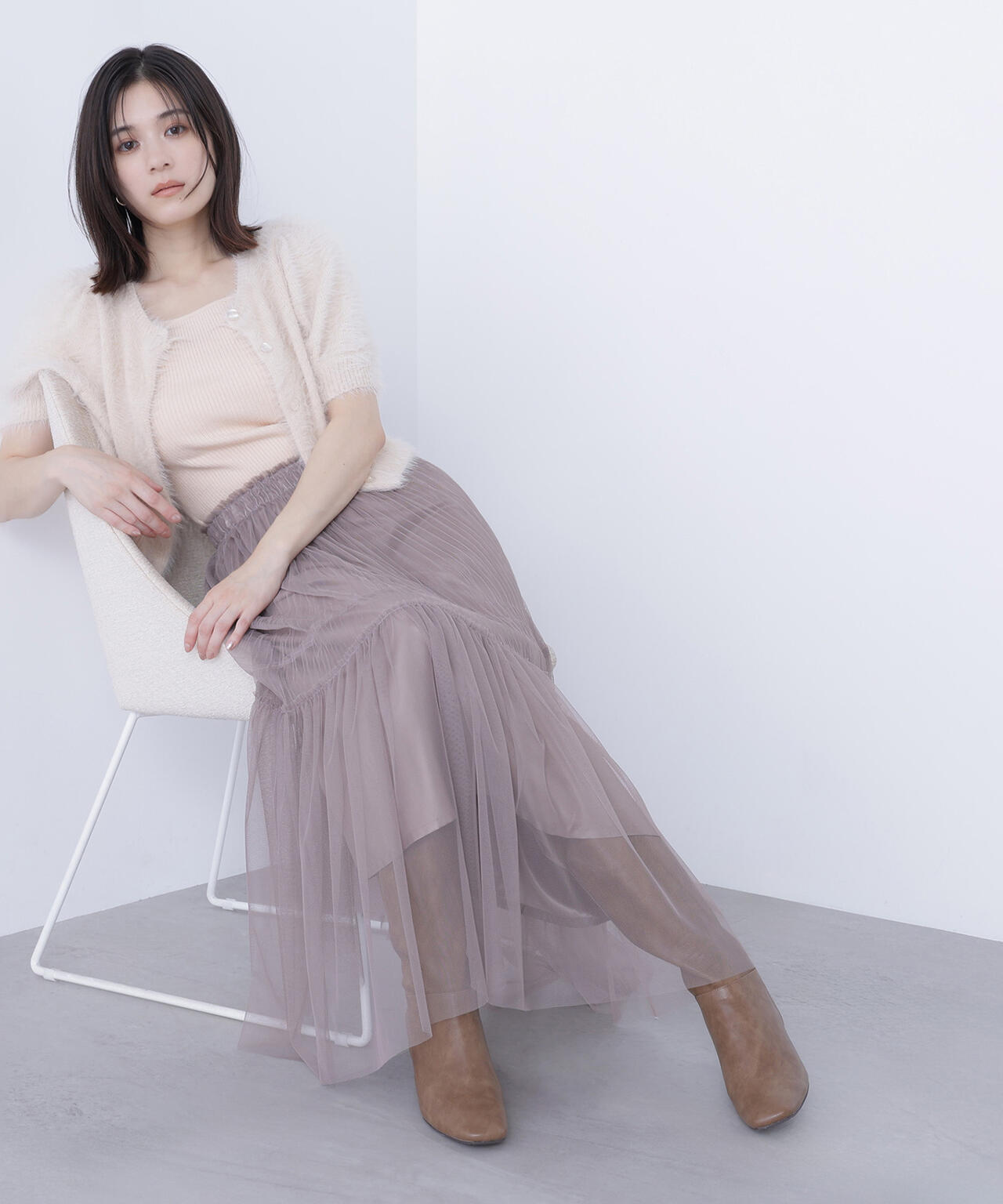 ハーフスリーブシャギーアンサンブル