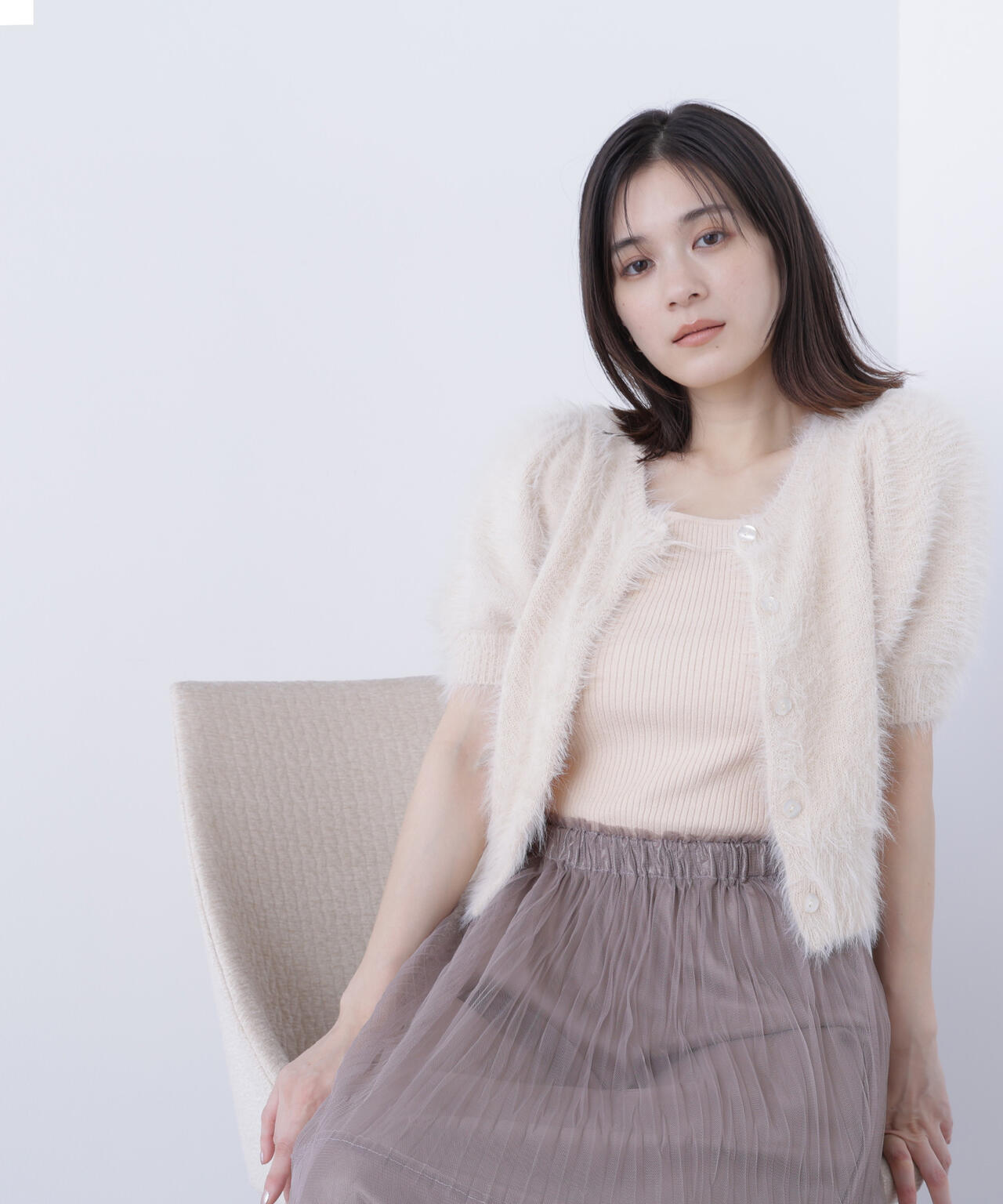 ハーフスリーブシャギーアンサンブル