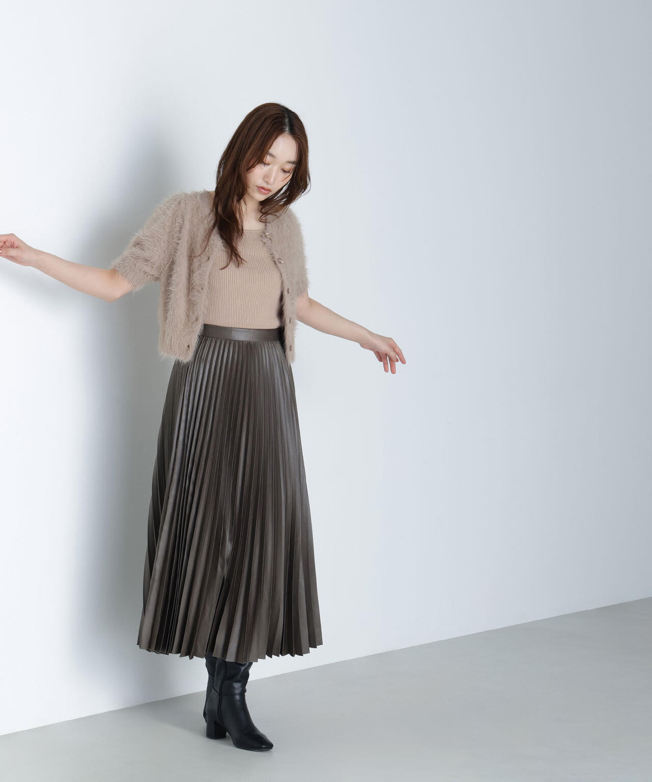 ハーフスリーブシャギーアンサンブル