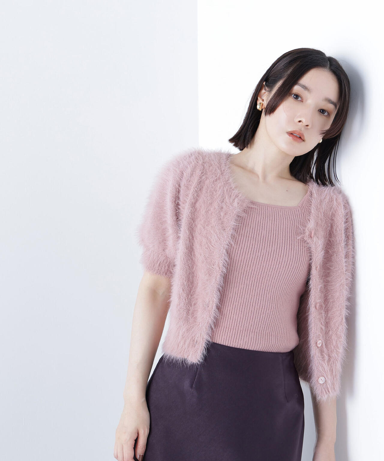 ハーフスリーブシャギーアンサンブル