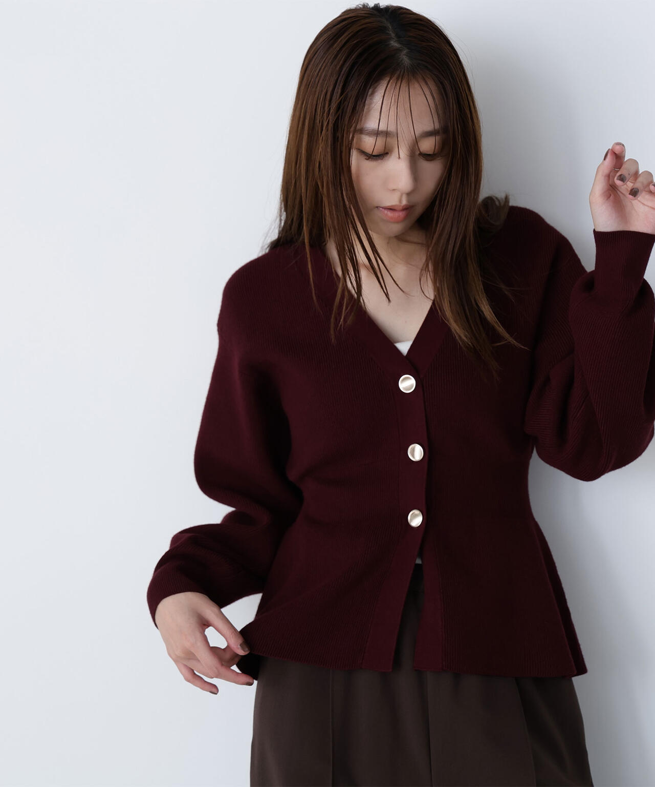 ペプラムフォルムカーディガン