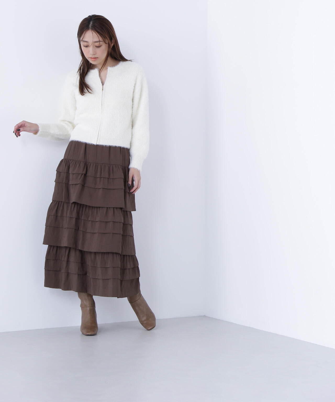 ヘアリージップカーディガン