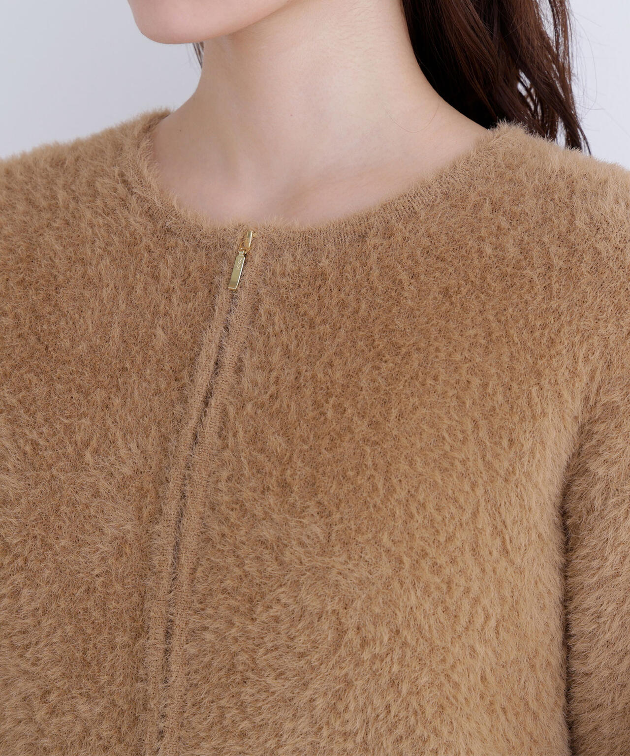 ヘアリージップカーディガン