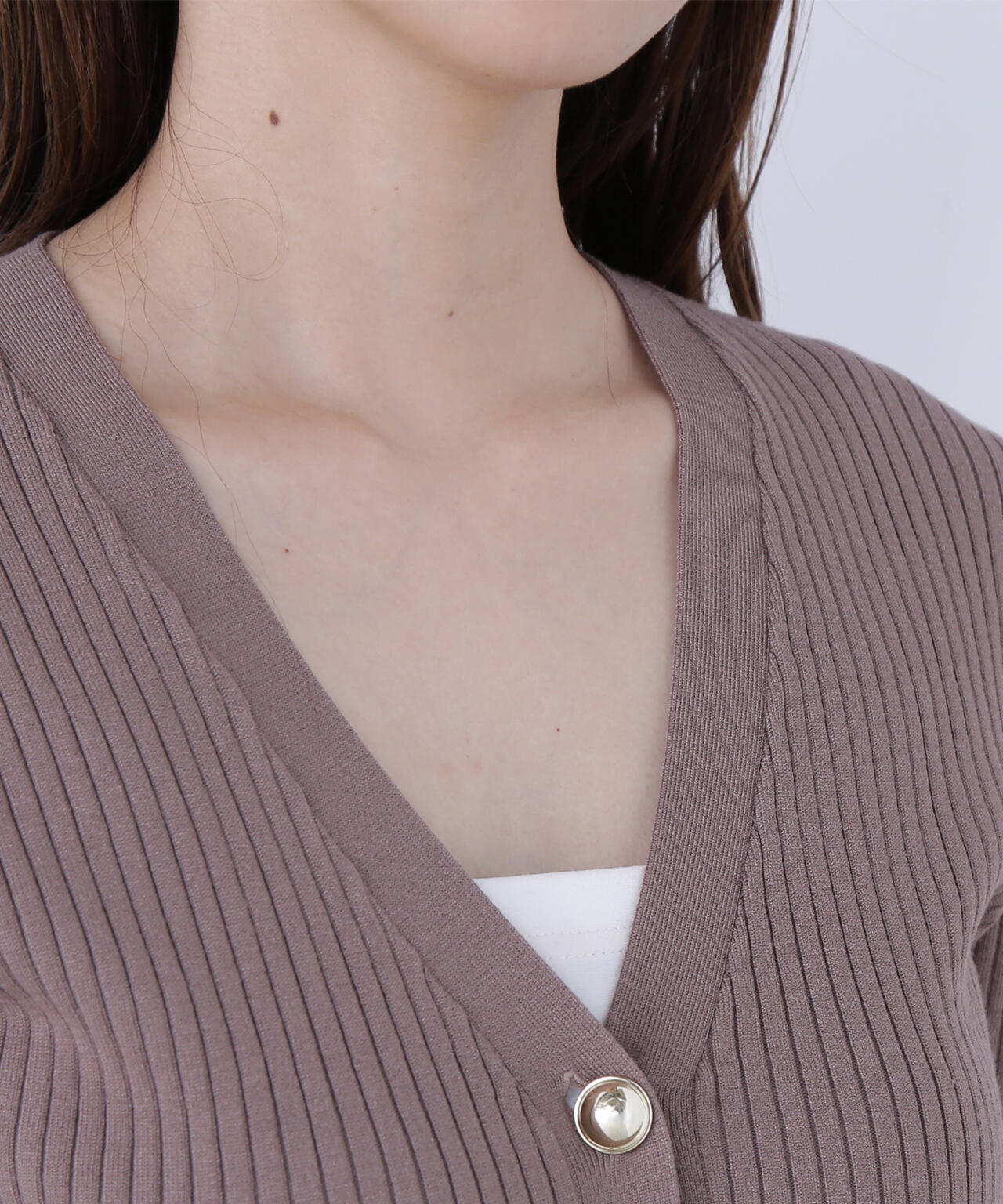 ゴールドボタンリブカーディガン