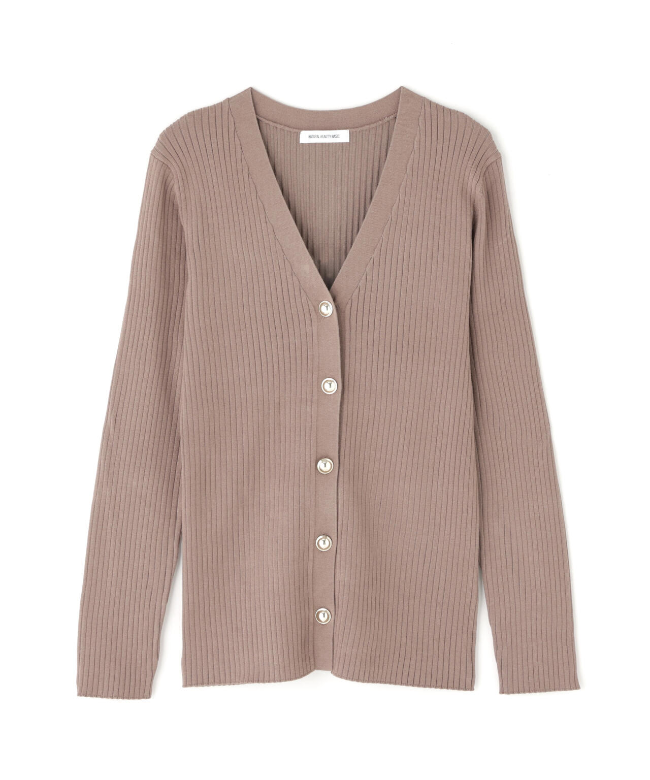 ゴールドボタンリブカーディガン