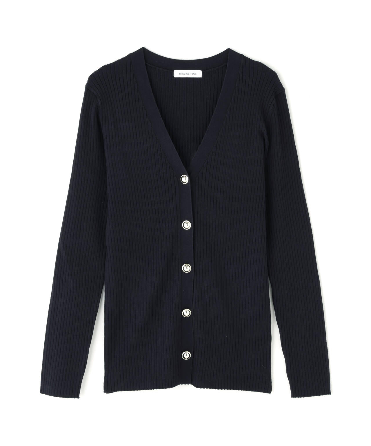 ゴールドボタンリブカーディガン