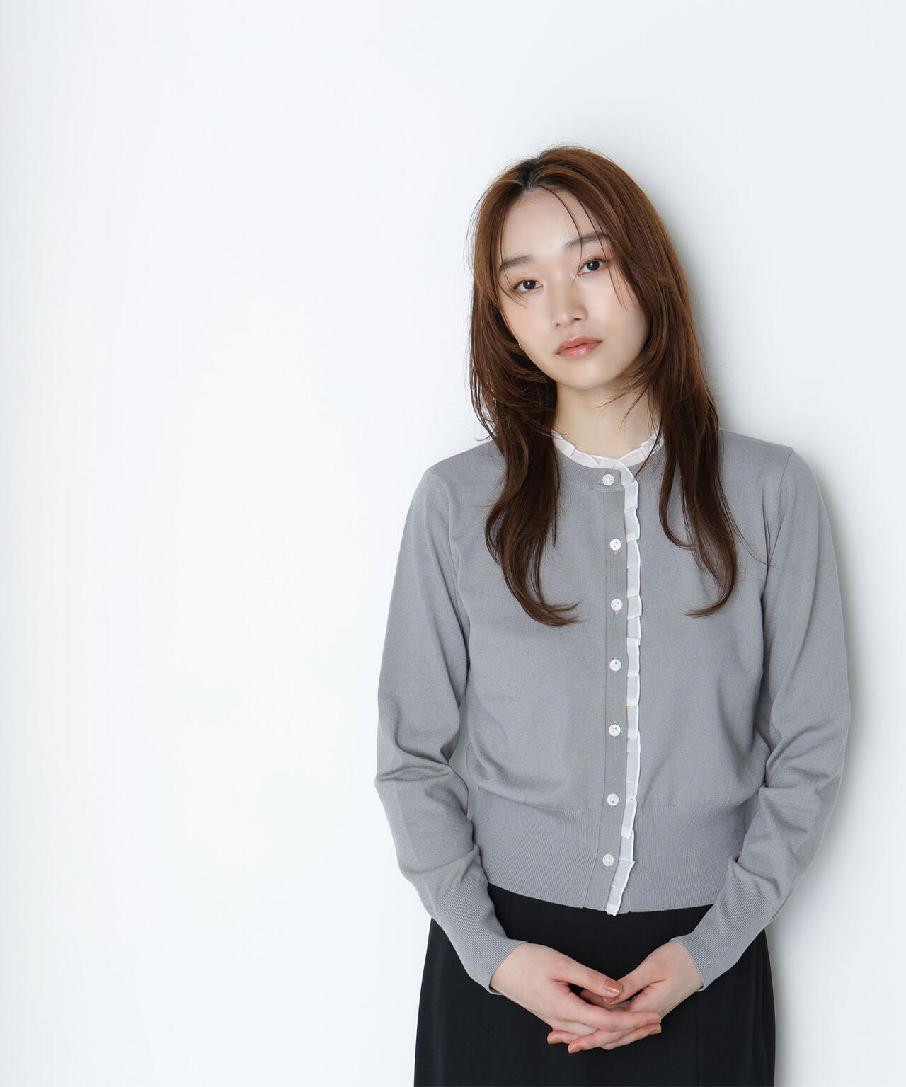 トゥモローランド　ヌキテパ　フリルカーディガン　38500円→18000円→ セール】 アンデスウール ボタンレスカーディガン （ニット