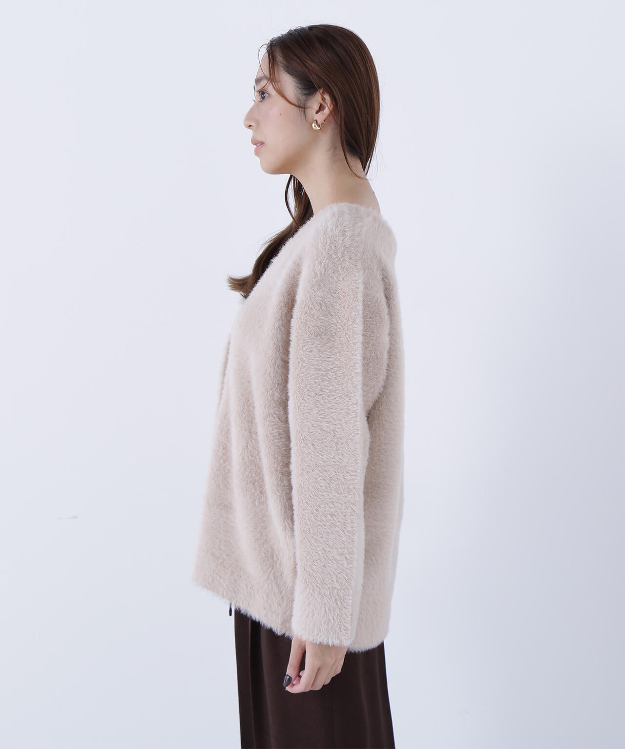 Vネックシャギー接結コーディガン | NATURAL BEAUTY BASIC（ナチュラル