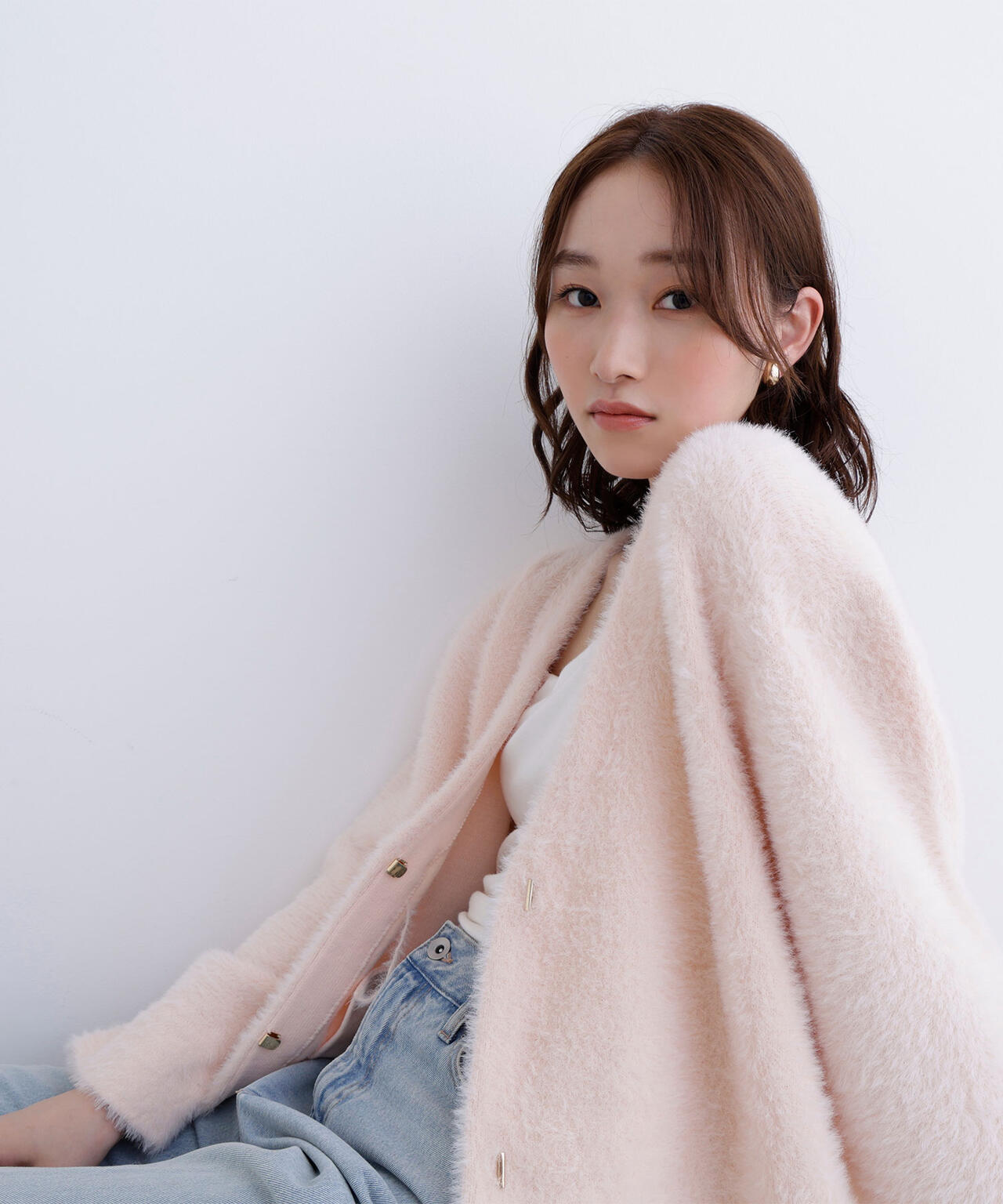 Vネックシャギー接結コーディガン | NATURAL BEAUTY BASIC（ナチュラル