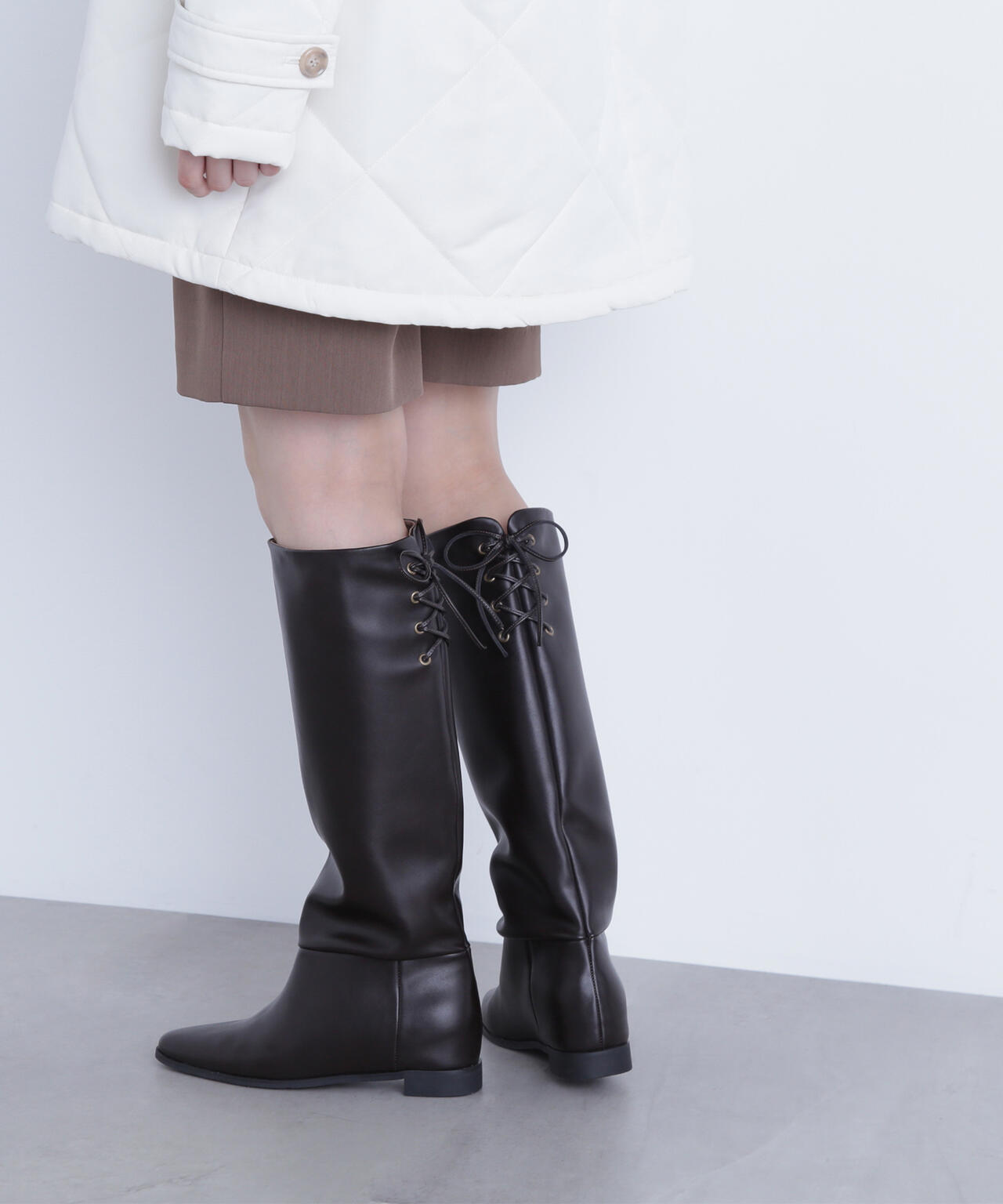 ナチュラルビューティーベーシック（NATURAL BEAUTY BASIC）/バックレースアップインヒールブーツ Oggi掲載】バックレースアップインヒールブーツ | NATURAL BEAUTY