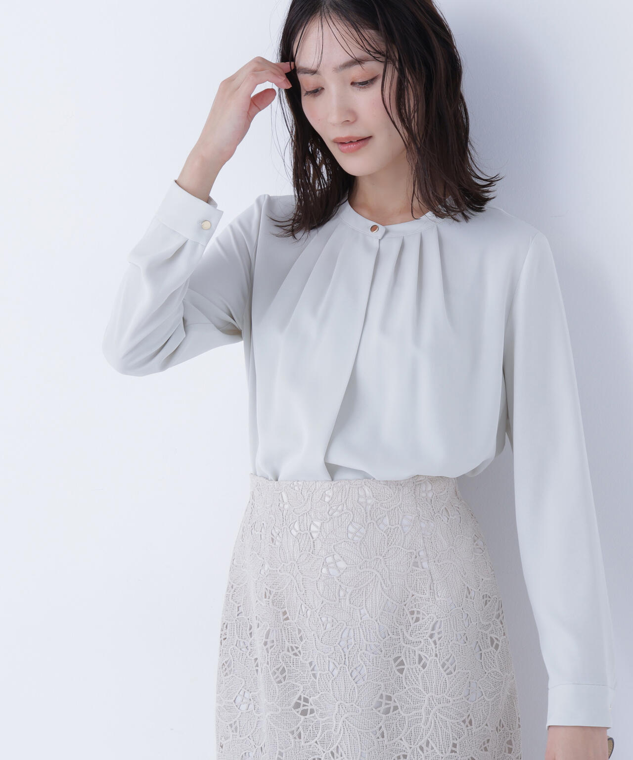 ❤︎ 新品タグ付 ビューティーニュース ブラウス ❤︎ Beauty Fit リボン付プリーツブラウス ビューティーフィット（Beauty