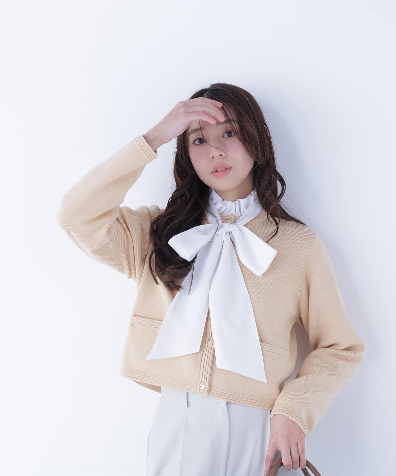 ハイネックリボンボウブラウス