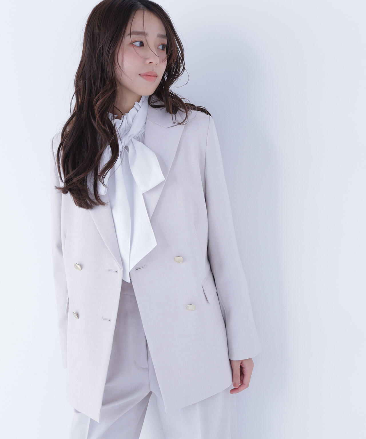 ハイネックリボンボウブラウス