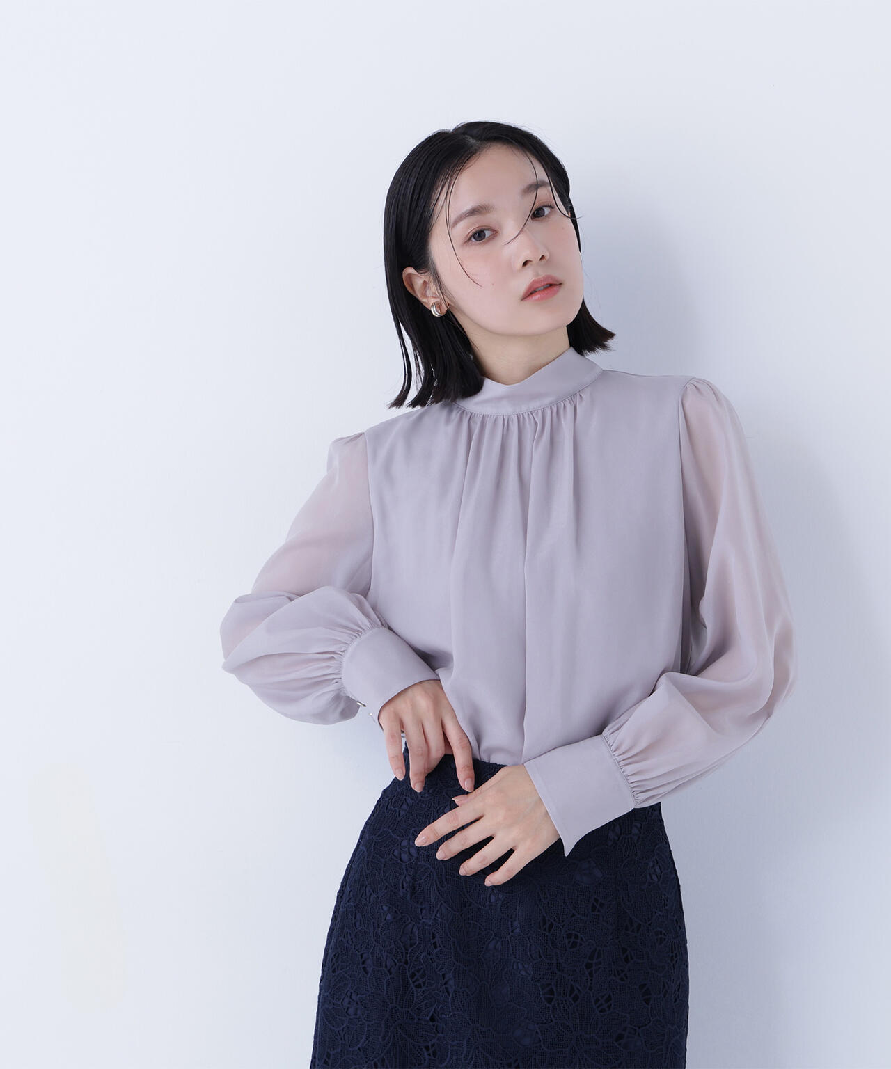 ハイネックボリュームシアーブラウス | NATURAL BEAUTY BASIC