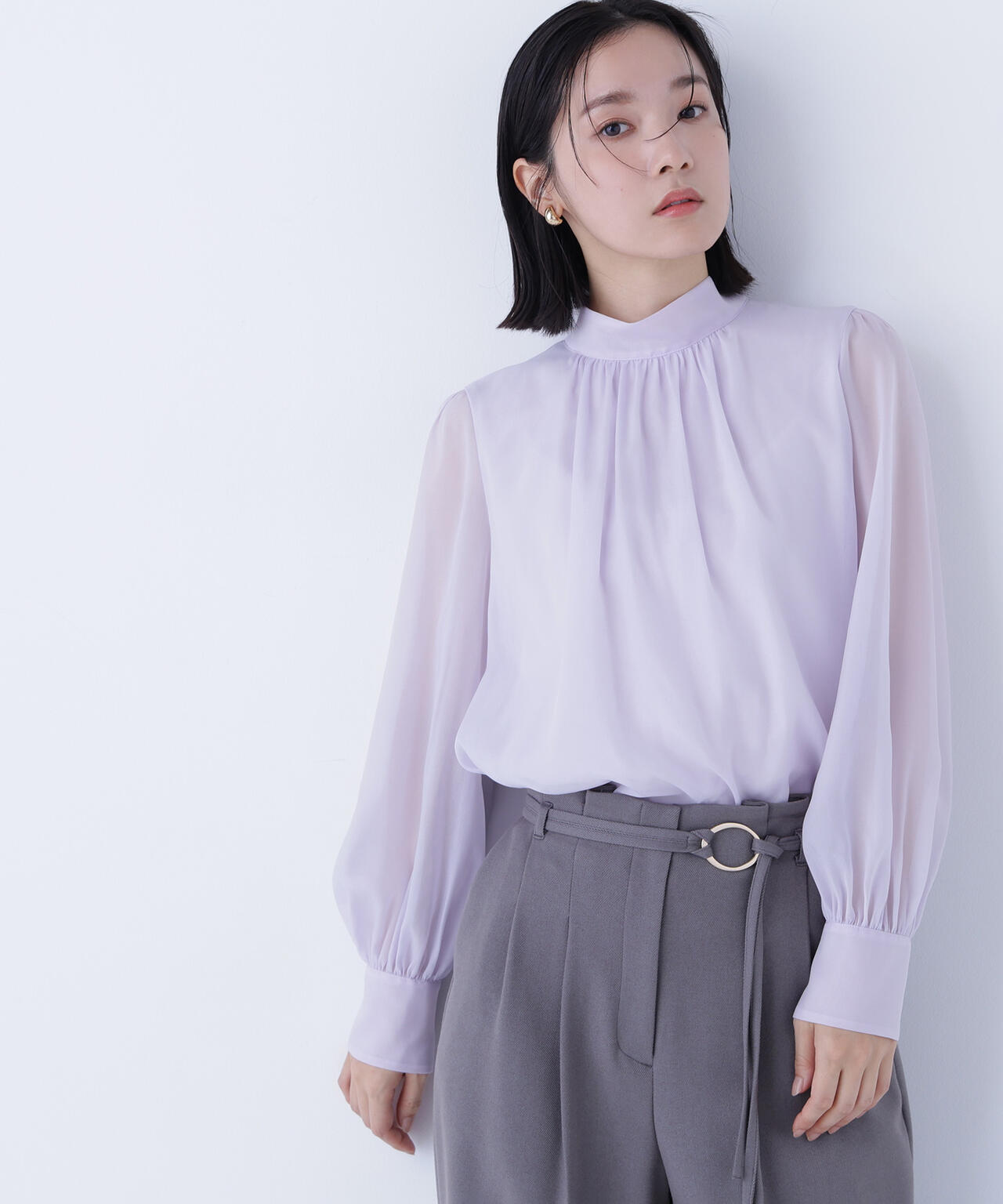 ハイネックボリュームシアーブラウス | NATURAL BEAUTY BASIC