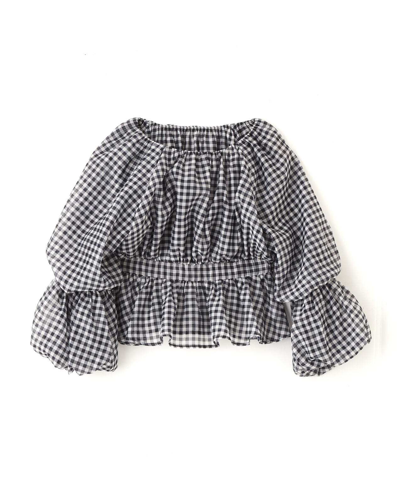 シアーギャザーペプラムブラウス