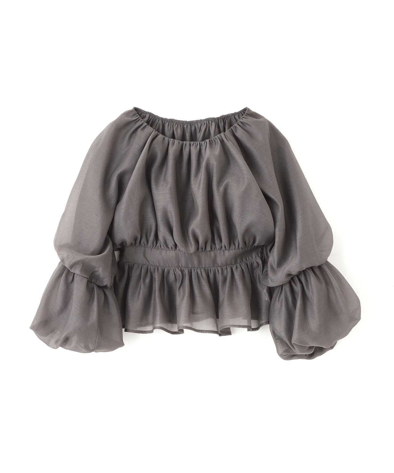 シアーギャザーペプラムブラウス